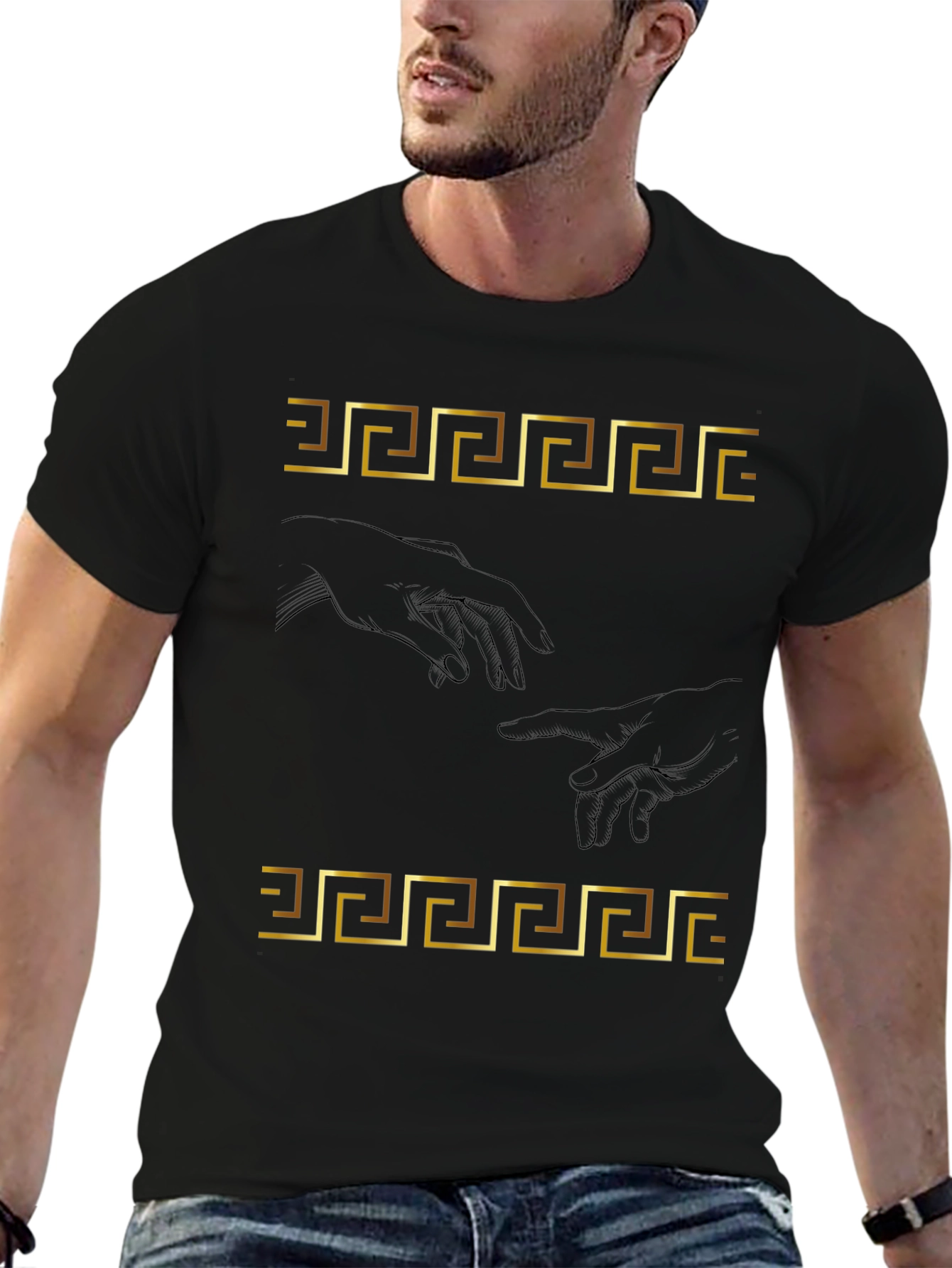 Creation of Adam T-Shirt - Greek Key Art