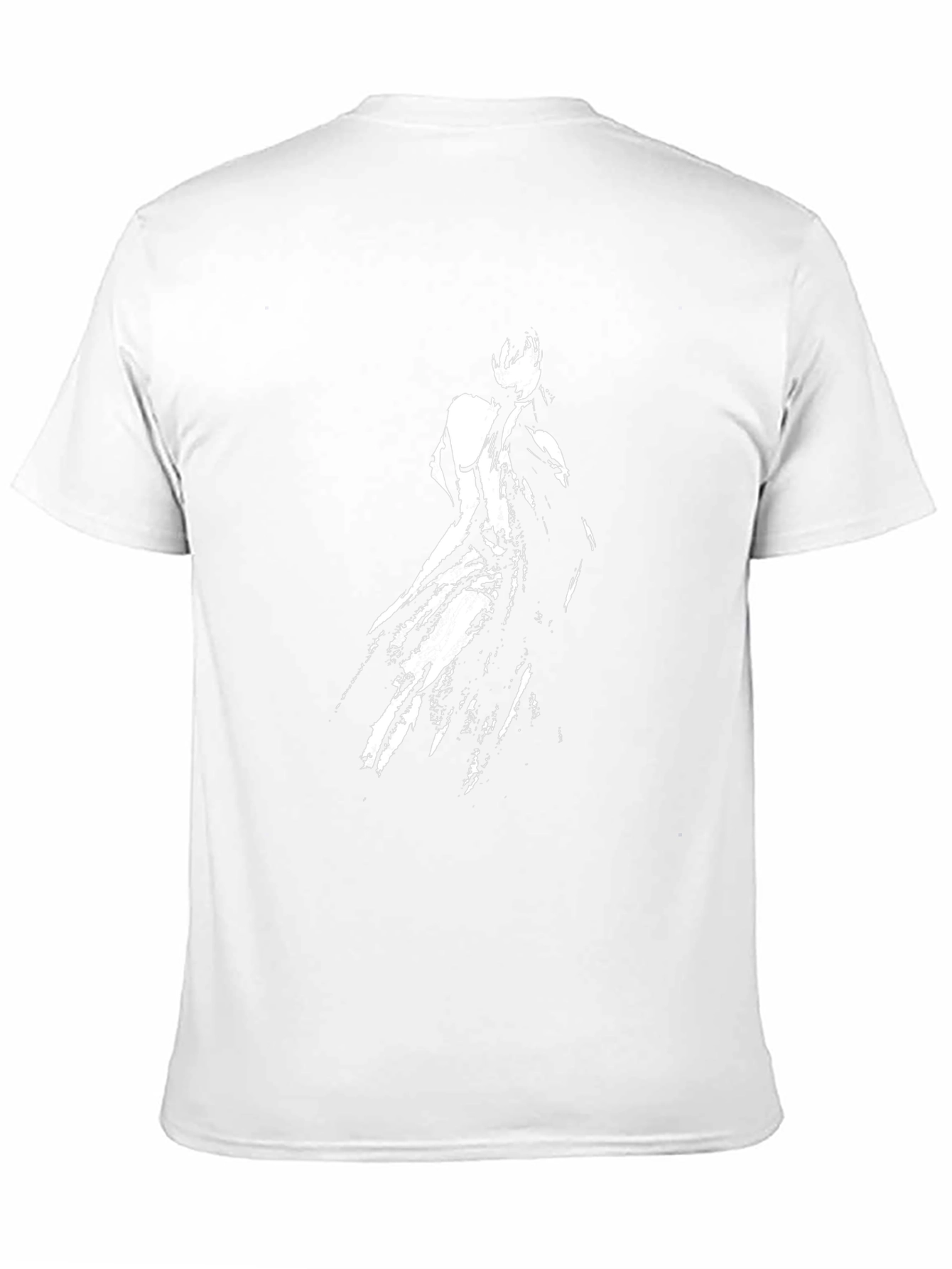 Mens Black T-Shirt with Abstract White Figure Print