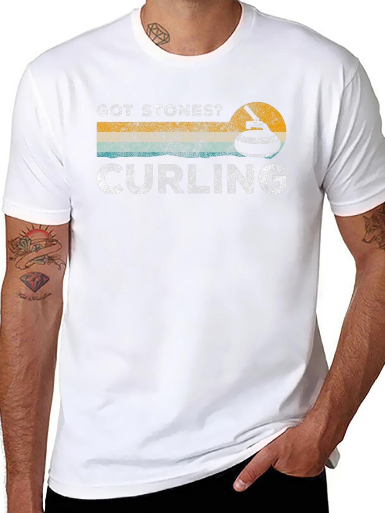 Got Stones? Curling Graphic Tee - Black Cotton T-Shirt
