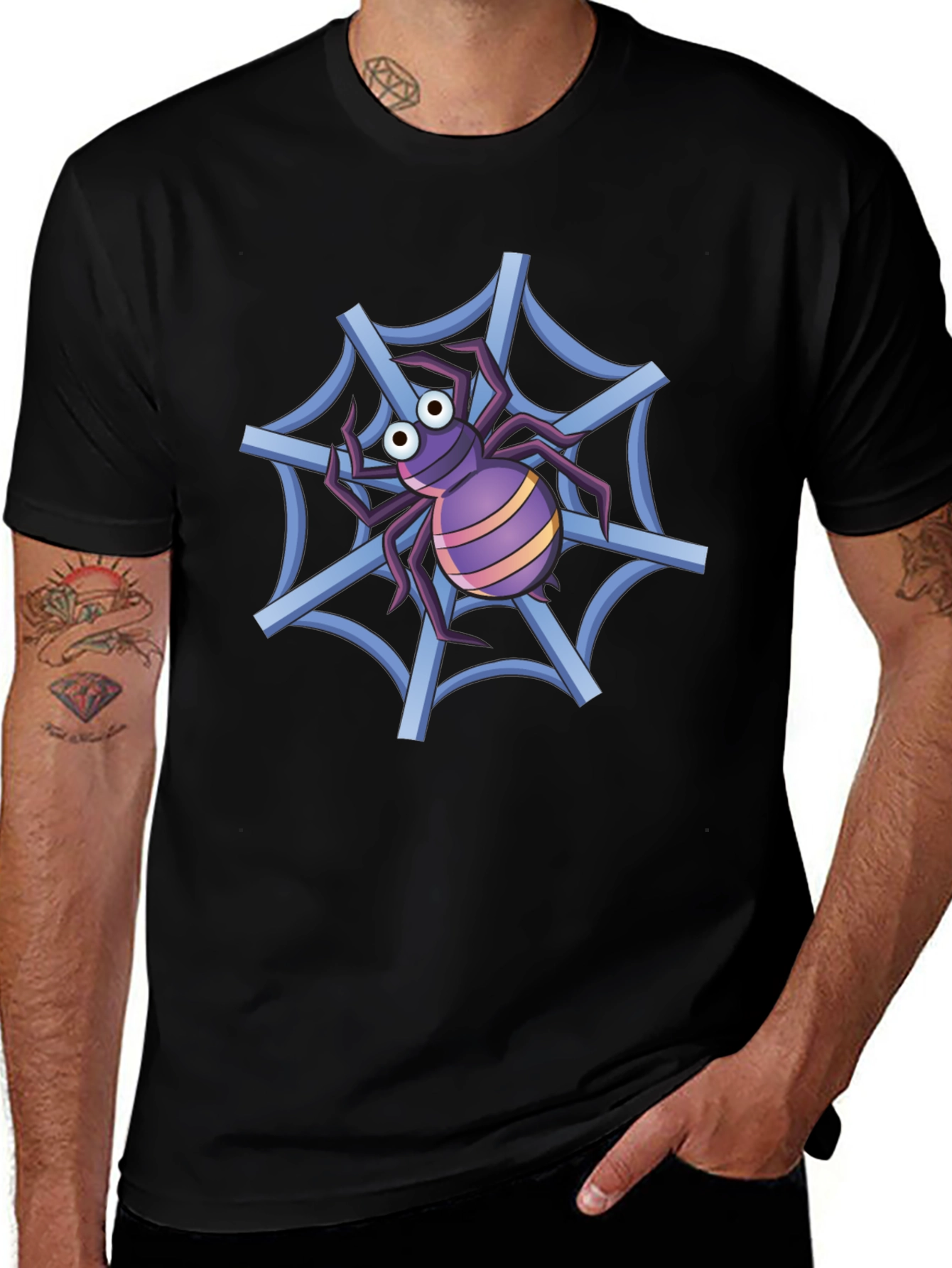 Spider Web T-Shirt - Cartoon Graphic Tee