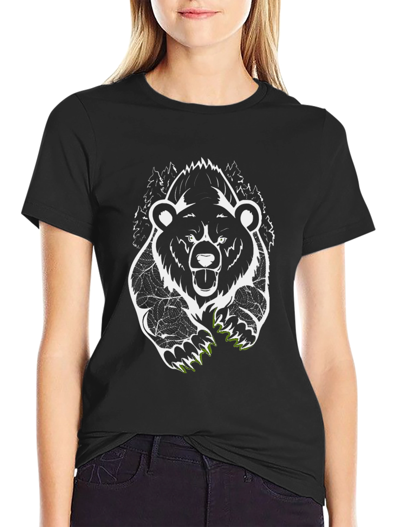 Bear Graphic Tee - Mens Black Cotton T-Shirt