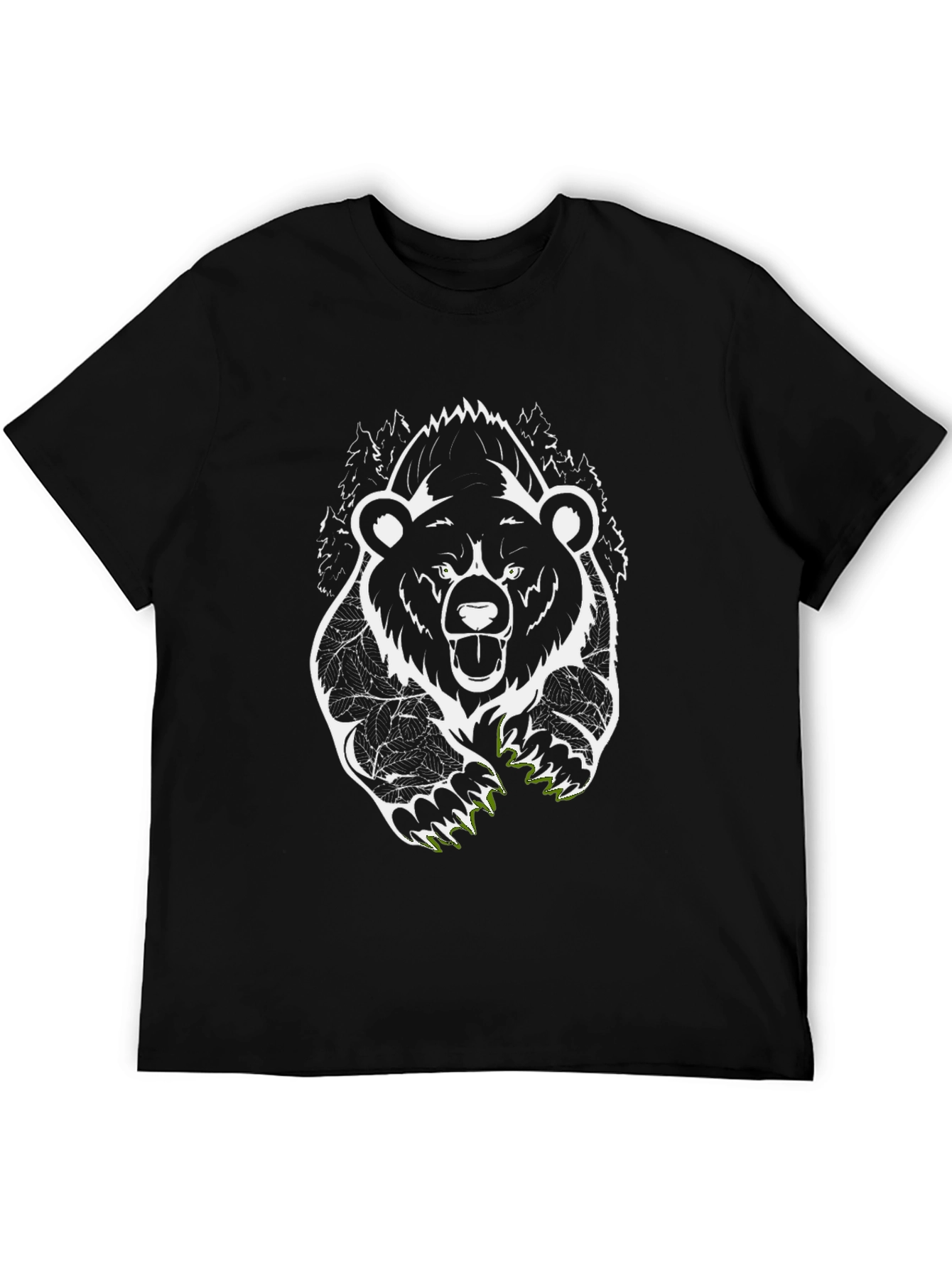 Bear Graphic Tee - Mens Black Cotton T-Shirt