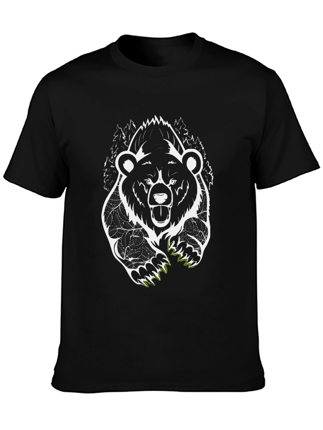 Bear Graphic Tee - Mens Black Cotton T-Shirt
