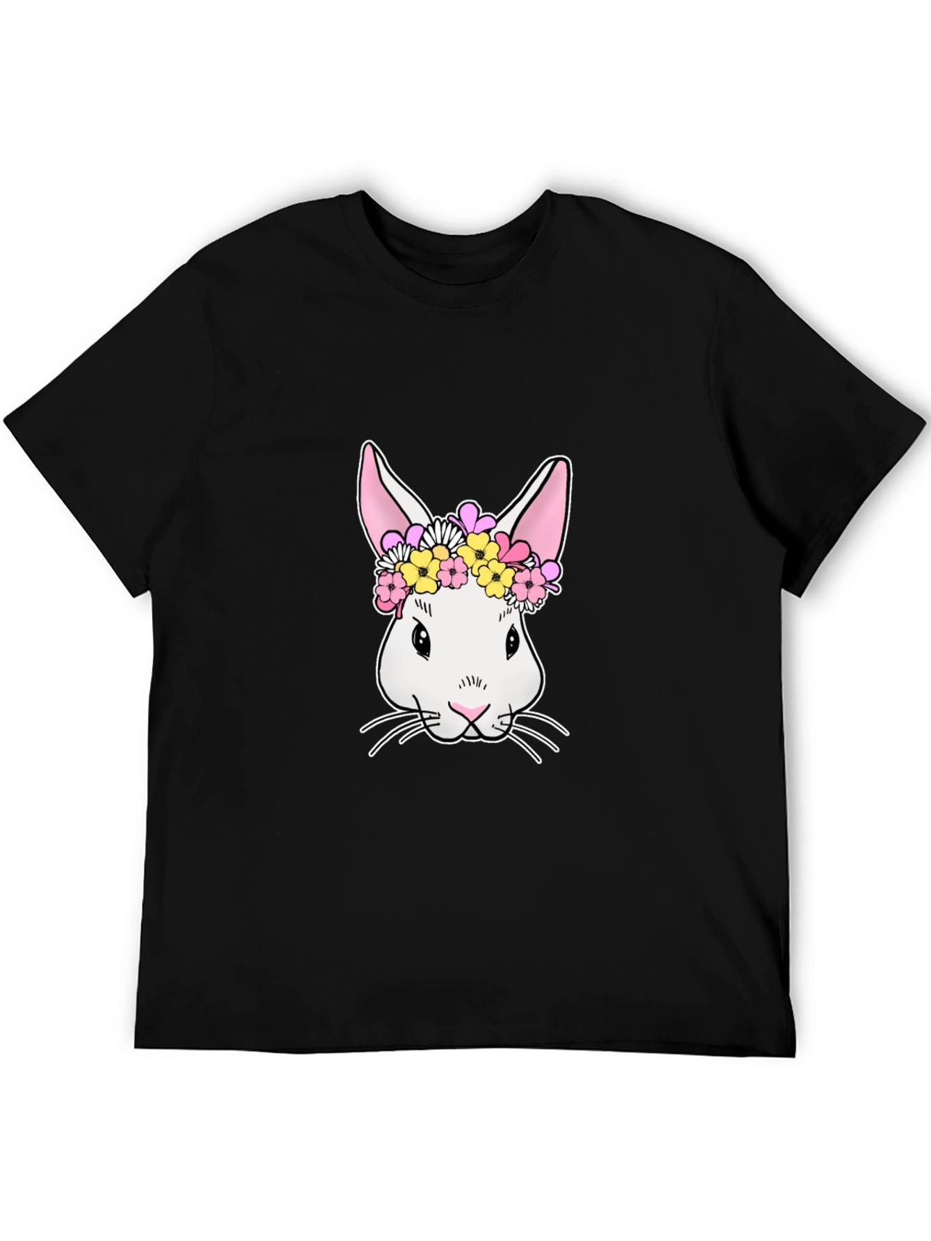 Bunny Flower Crown Graphic Tee - Black T-Shirt