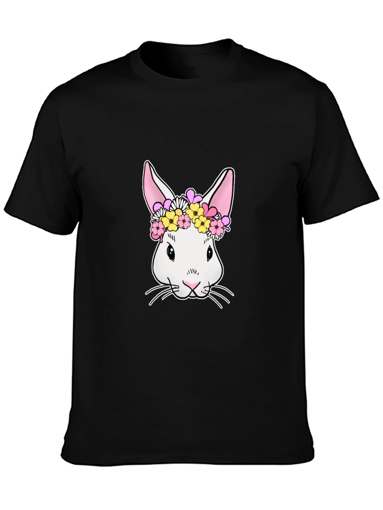Bunny Flower Crown Graphic Tee - Black T-Shirt