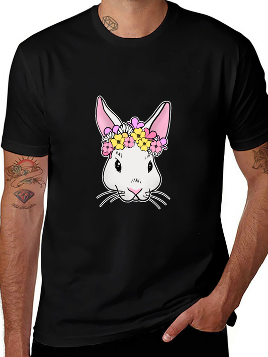 Bunny Flower Crown Graphic Tee - Black T-Shirt