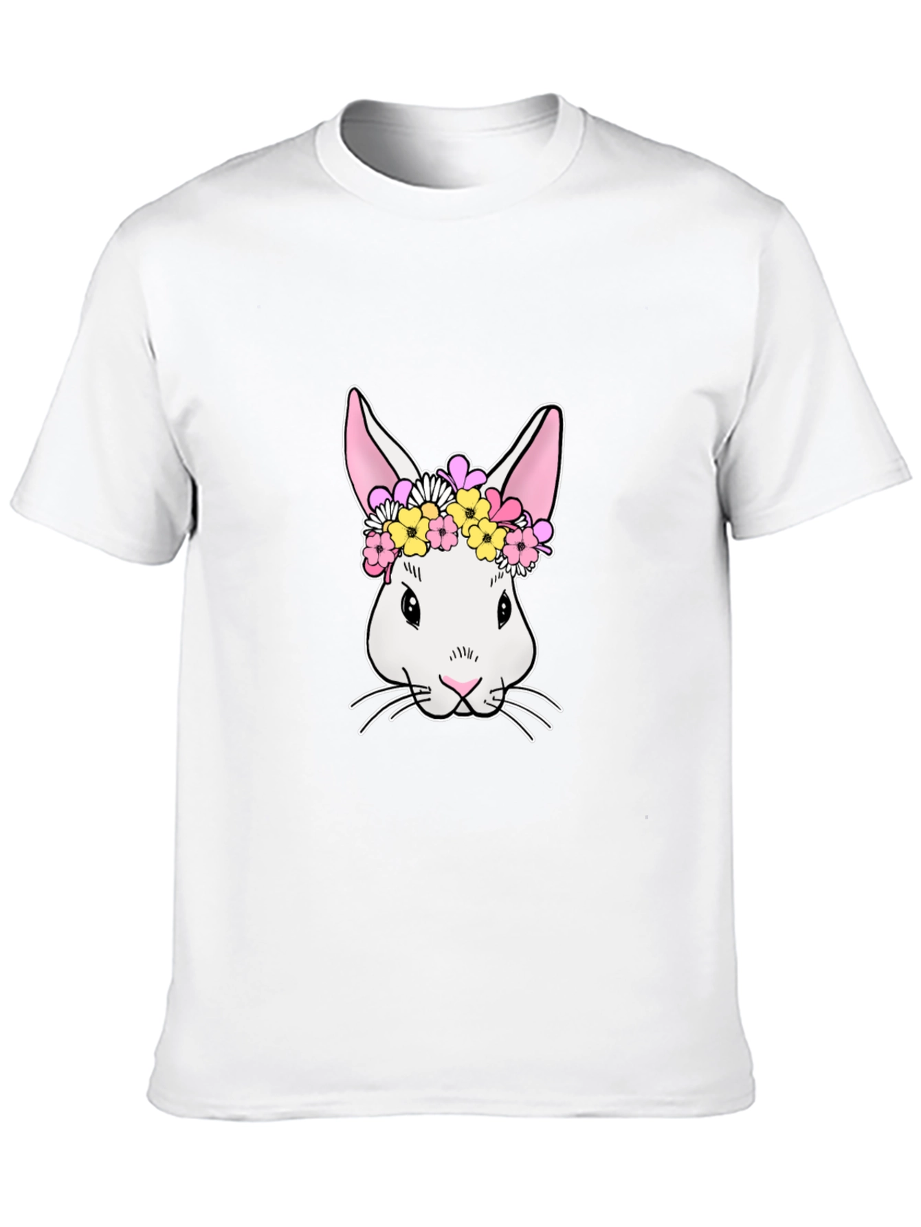 Bunny Flower Crown Graphic Tee - Black T-Shirt