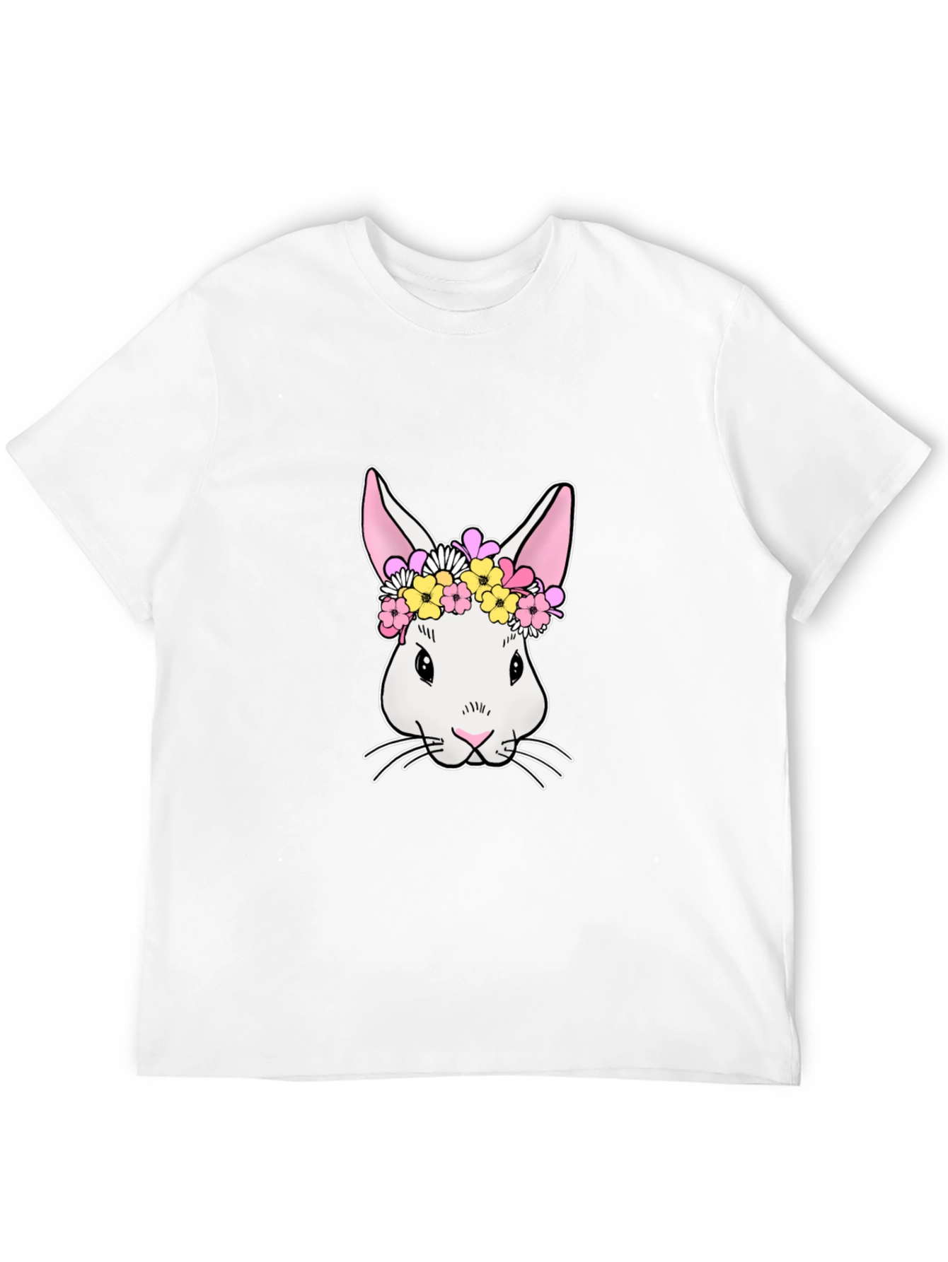Bunny Flower Crown Graphic Tee - Black T-Shirt