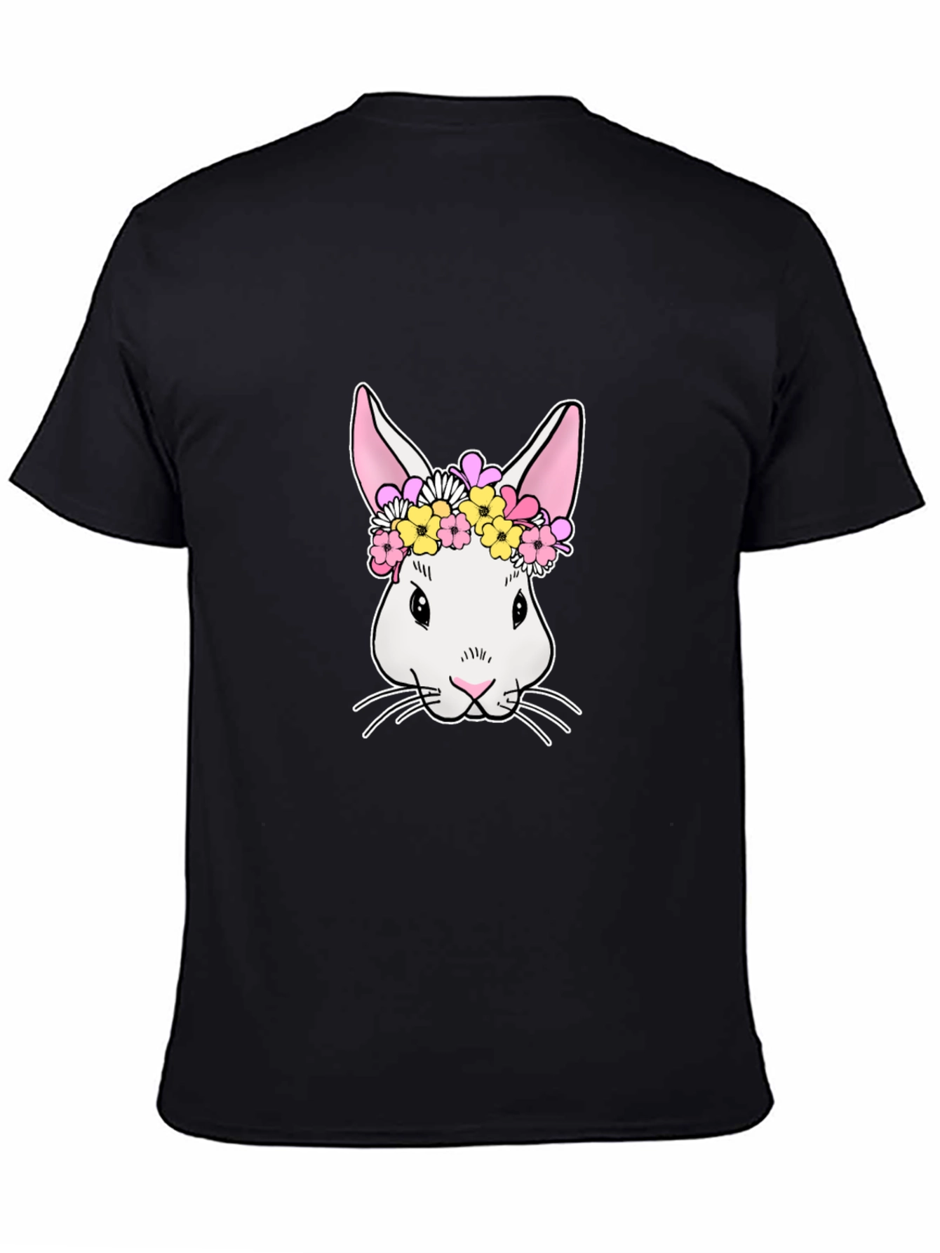 Bunny Flower Crown Graphic Tee - Black T-Shirt