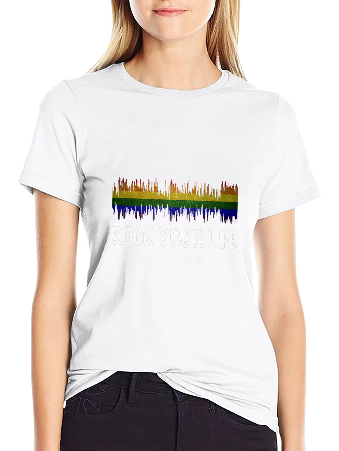 Rock Your Life Rainbow Graphic T-Shirt