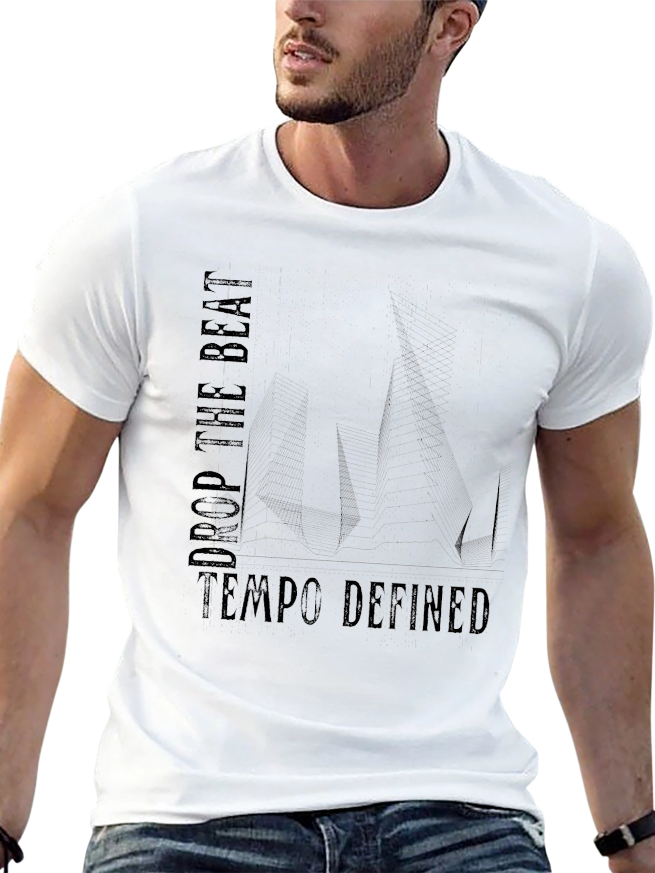 Drop the Beat Tempo Defined Black Graphic T-Shirt