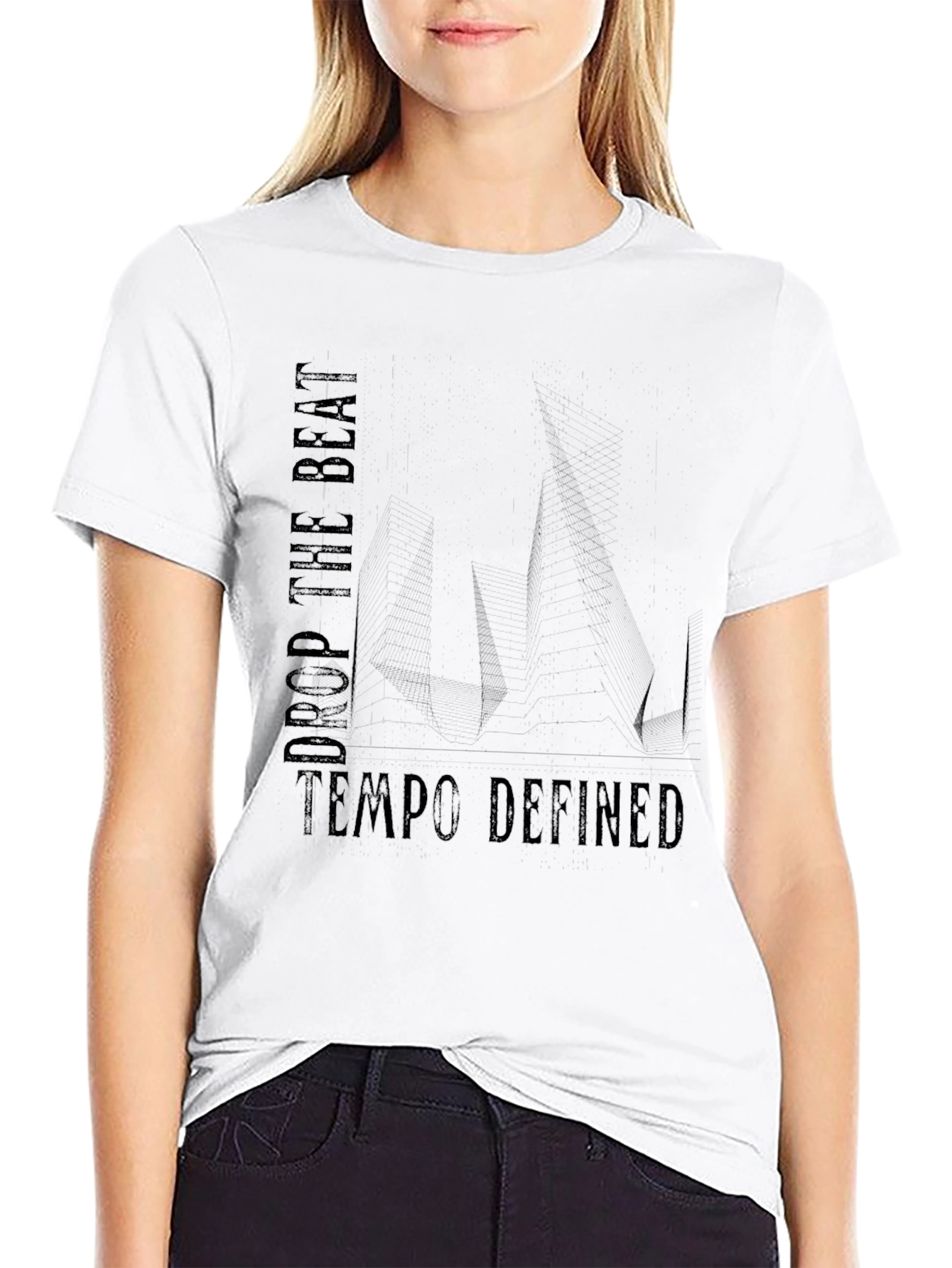 Drop the Beat Tempo Defined Black Graphic T-Shirt
