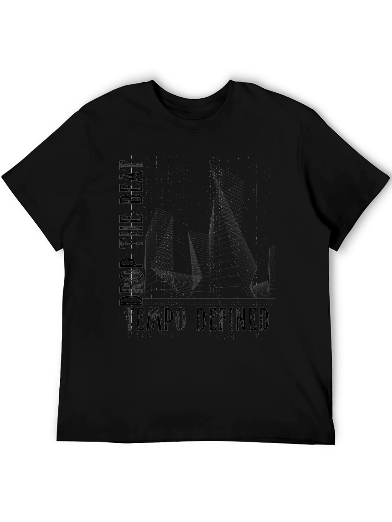 Drop the Beat Tempo Defined Black Graphic T-Shirt