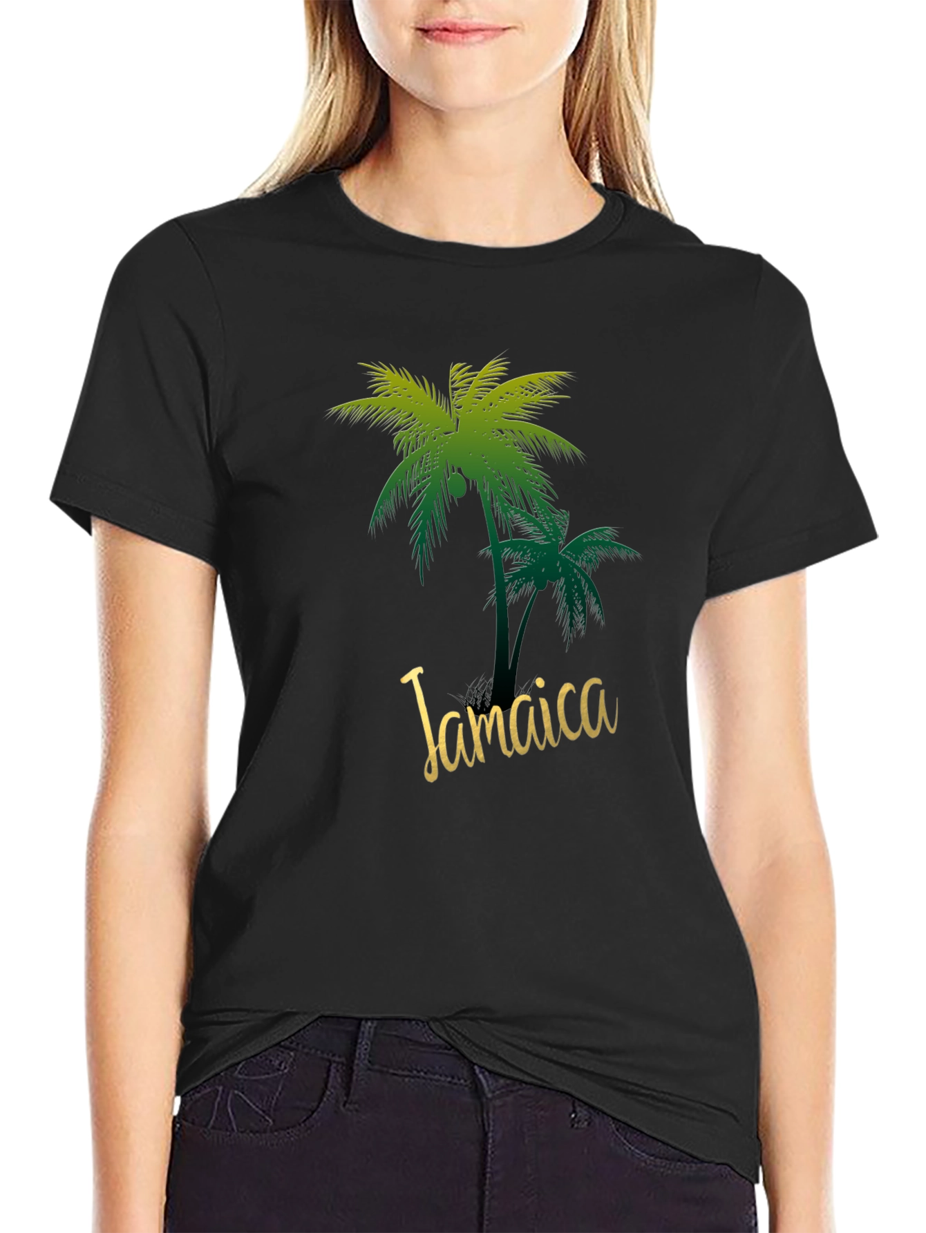 Jamaica Palm Tree Black T-Shirt