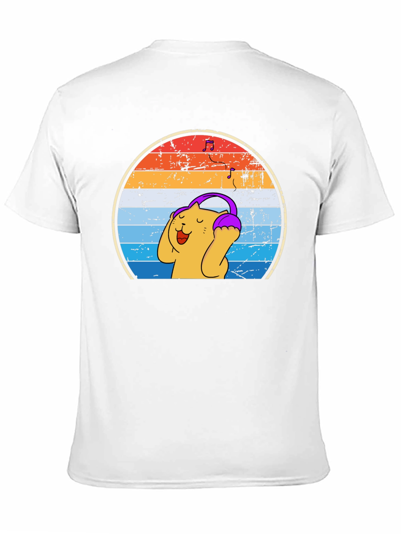 Retro Cat Headphones T-Shirt - Music Lover Tee