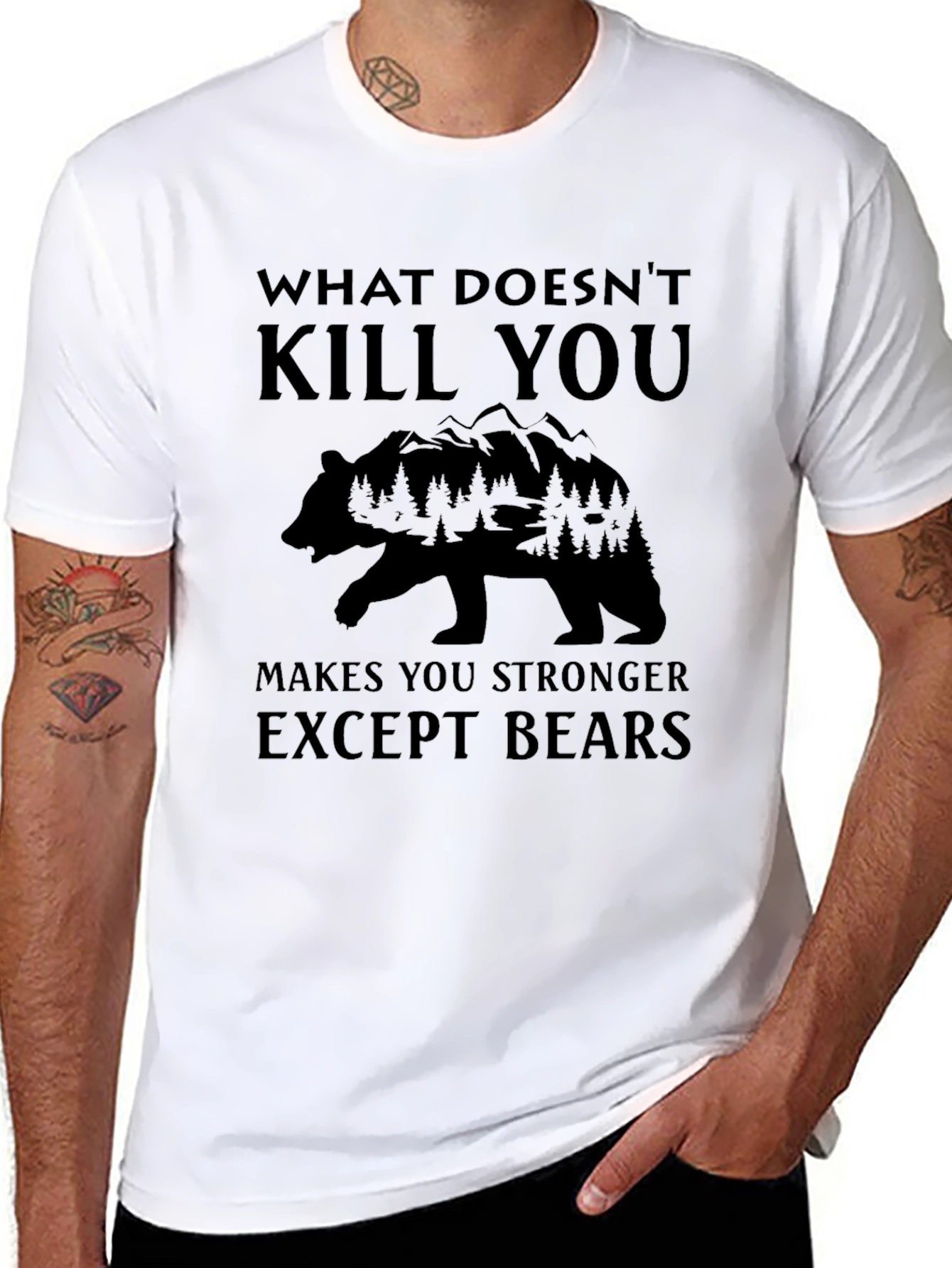 Funny Bear Graphic T-Shirt - What Doesnt Kill You