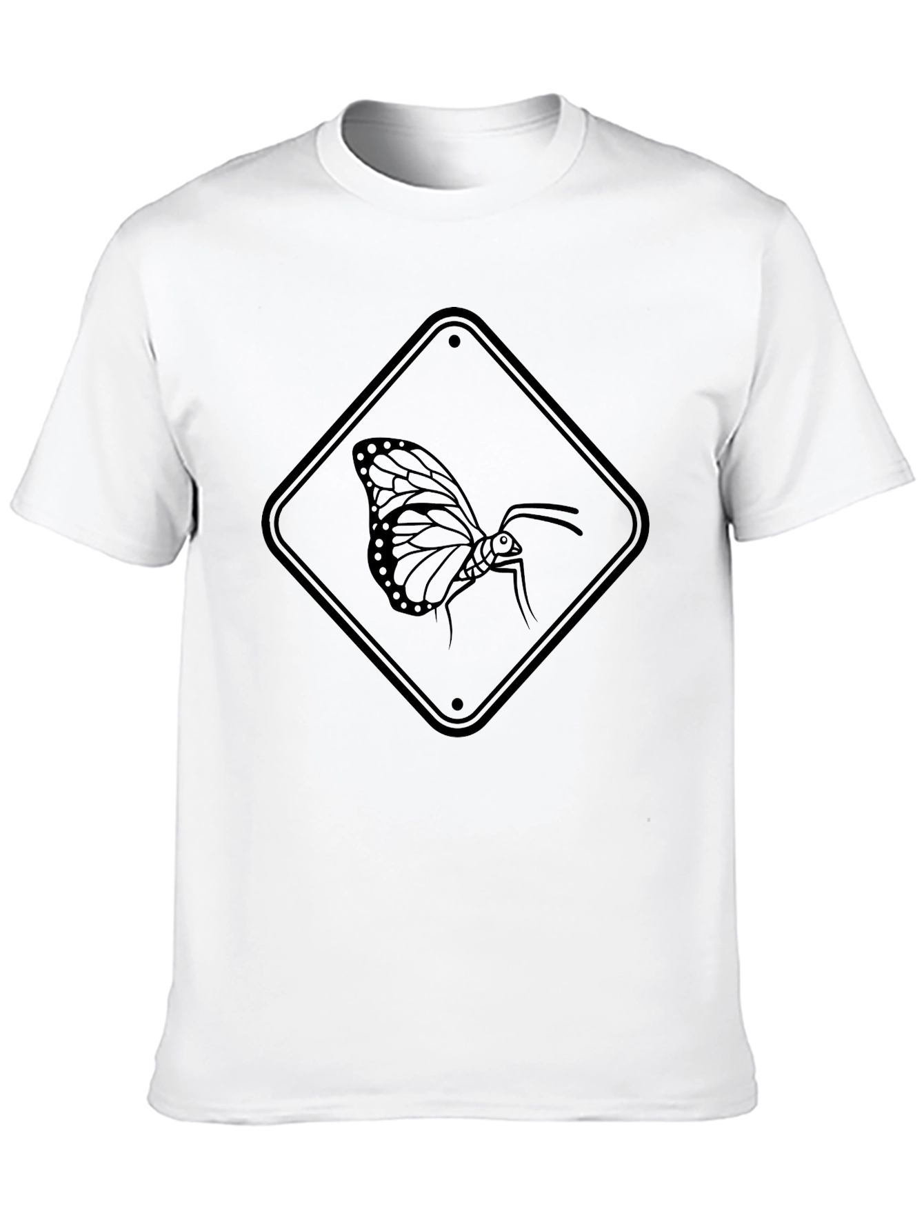 Butterfly Road Sign Black T-Shirt