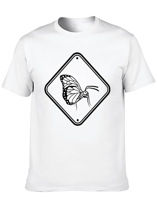 Butterfly Road Sign Black T-Shirt