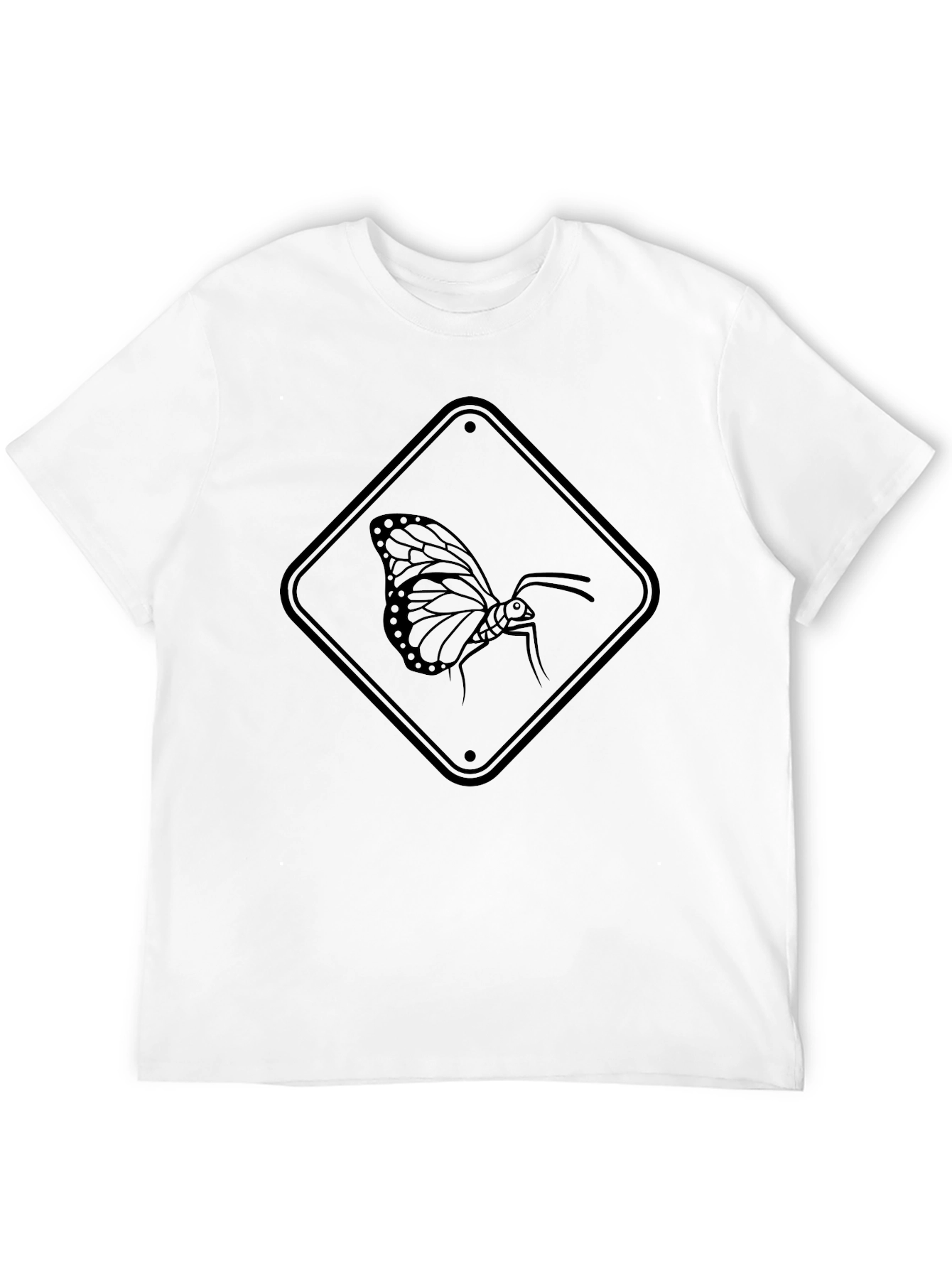 Butterfly Road Sign Black T-Shirt