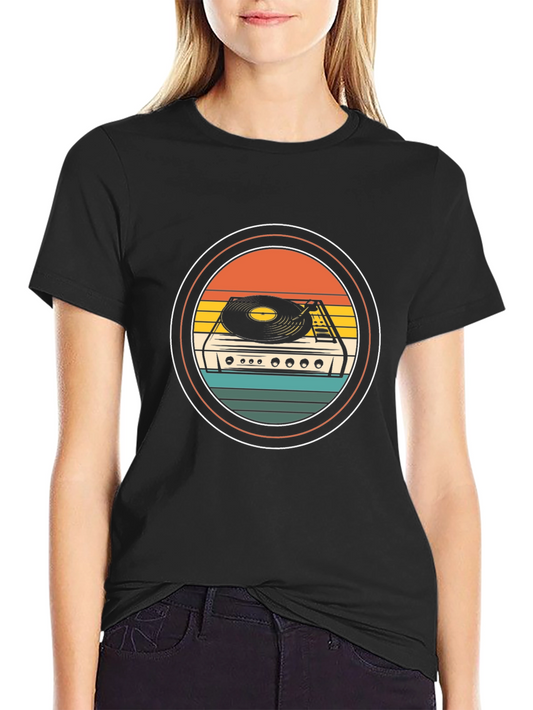 Retro Record Player Graphic Tee - Vintage Music Lover T-Shirt