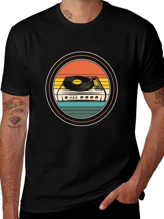 Retro Record Player Graphic Tee - Vintage Music Lover T-Shirt