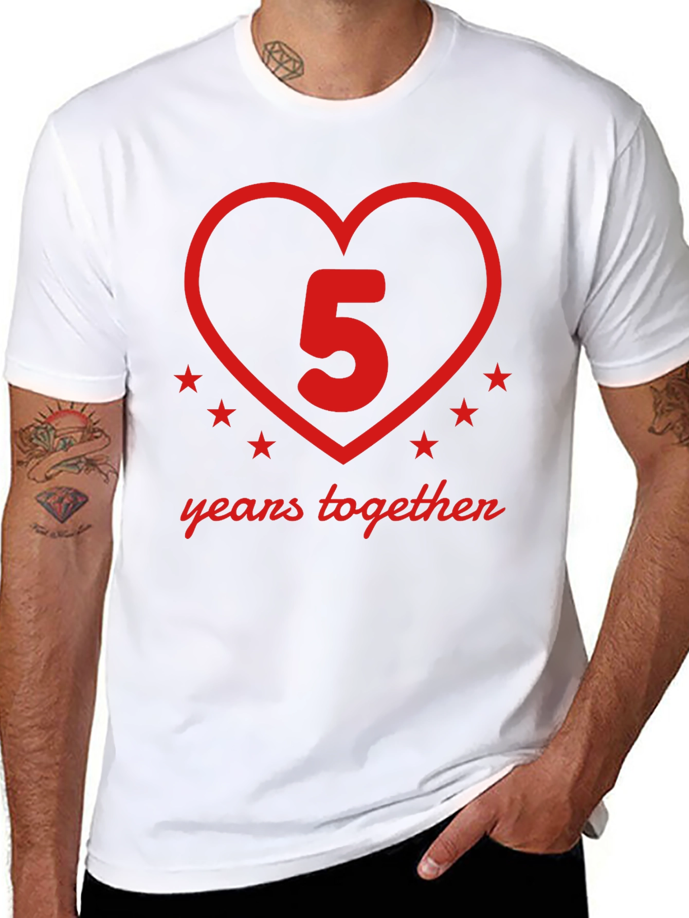 5 Years Together Anniversary T-Shirt - Heart Design