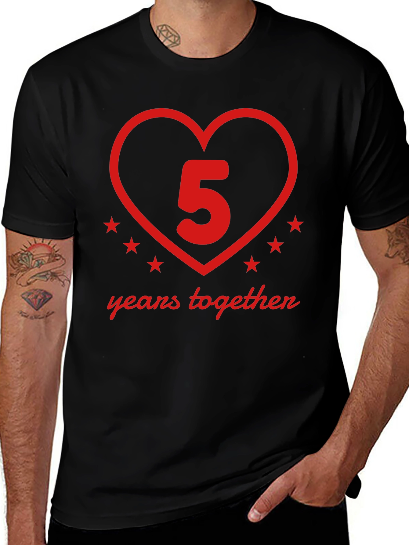 5 Years Together Anniversary T-Shirt - Heart Design