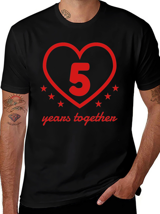5 Years Together Anniversary T-Shirt - Heart Design