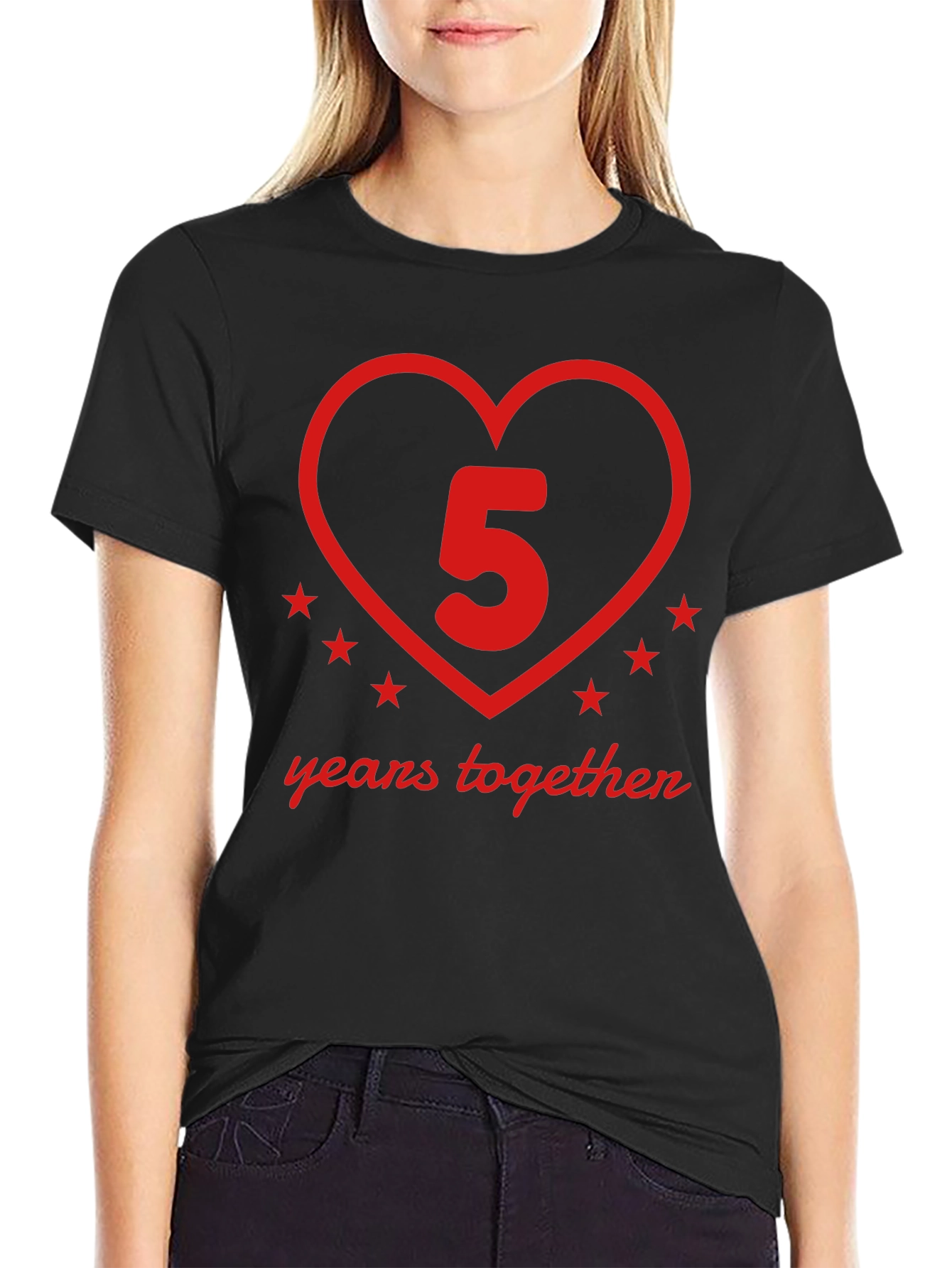 5 Years Together Anniversary T-Shirt - Heart Design