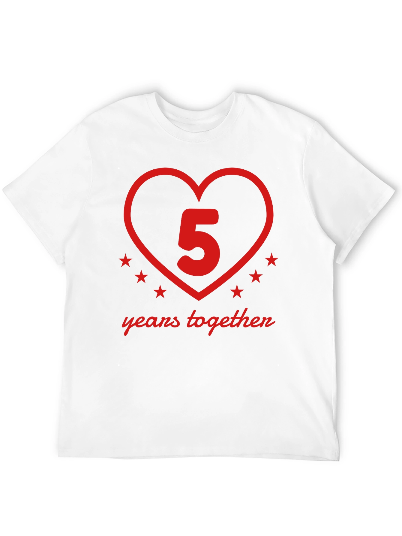 5 Years Together Anniversary T-Shirt - Heart Design