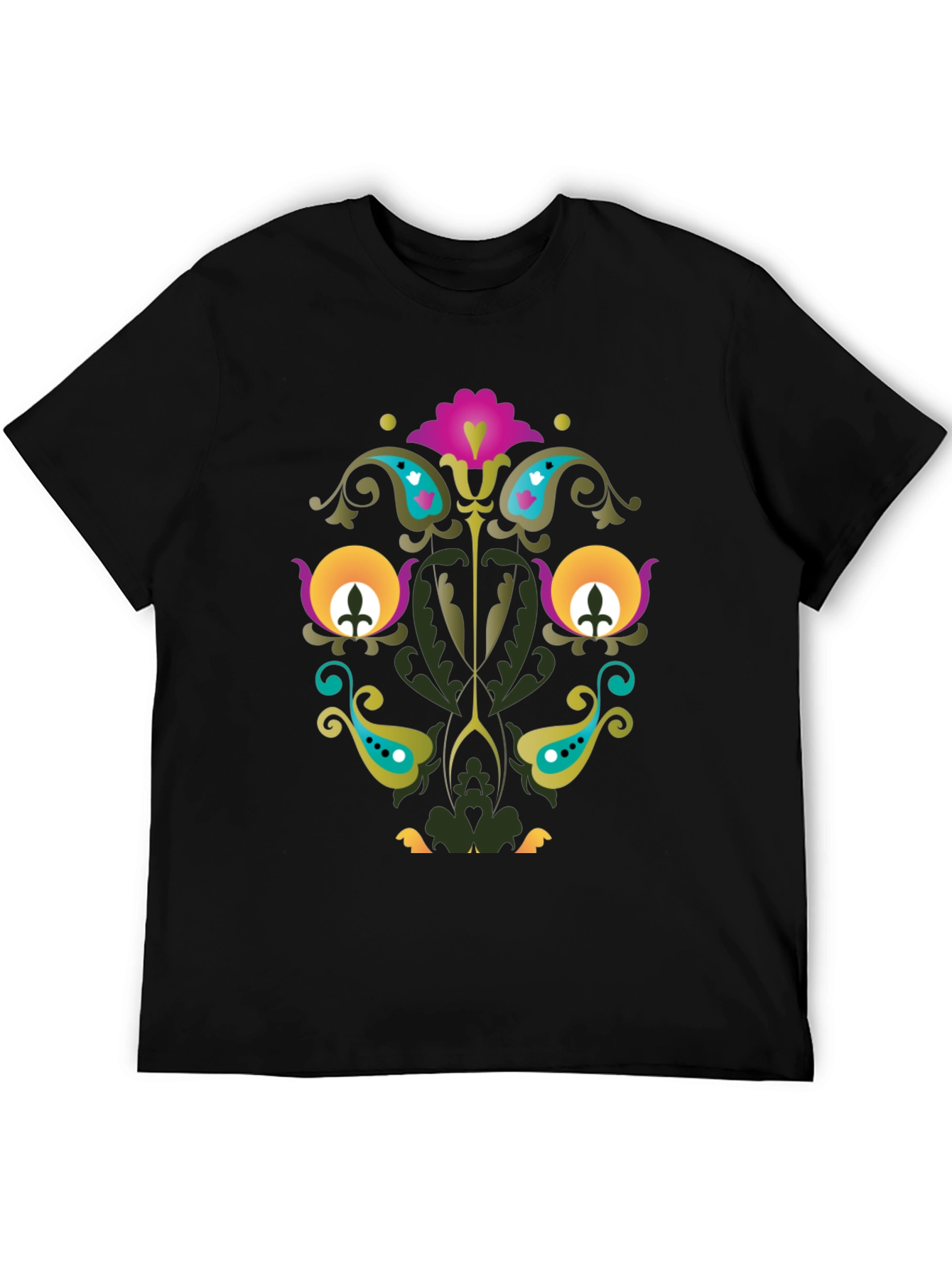 Floral Paisley Black T-Shirt Unique Design