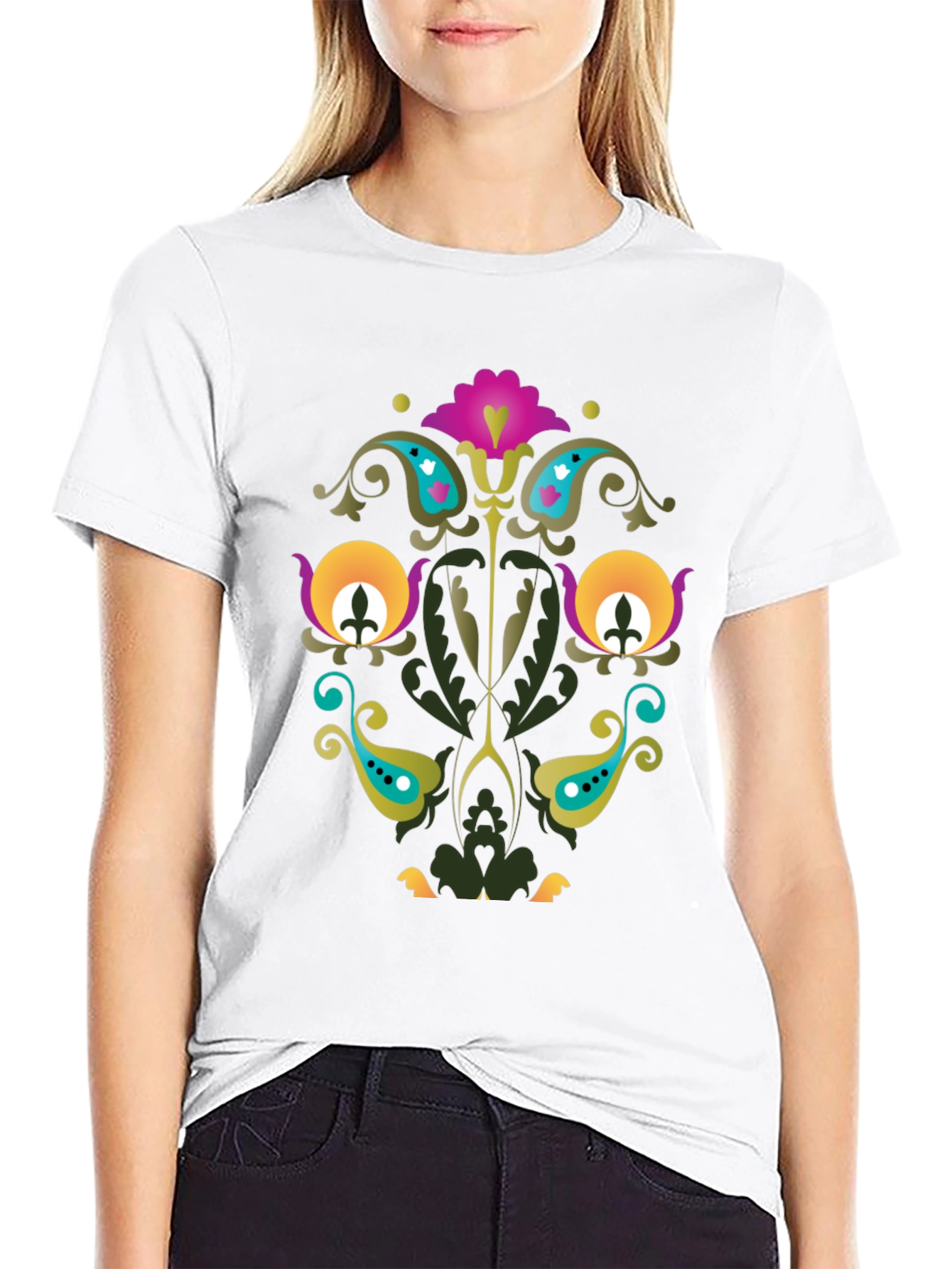 Floral Paisley Black T-Shirt Unique Design