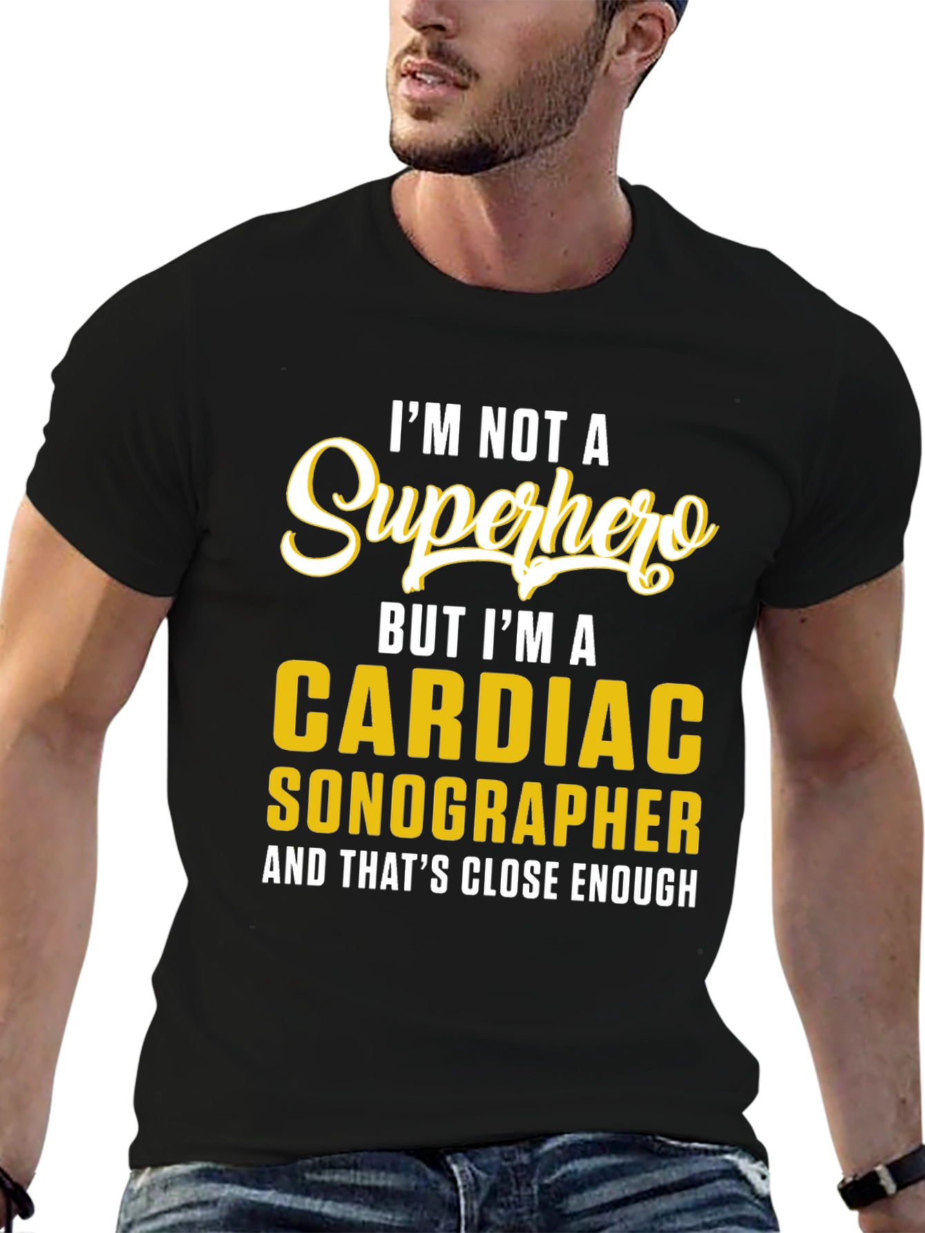 Cardiac Sonographer Superhero Graphic Tee