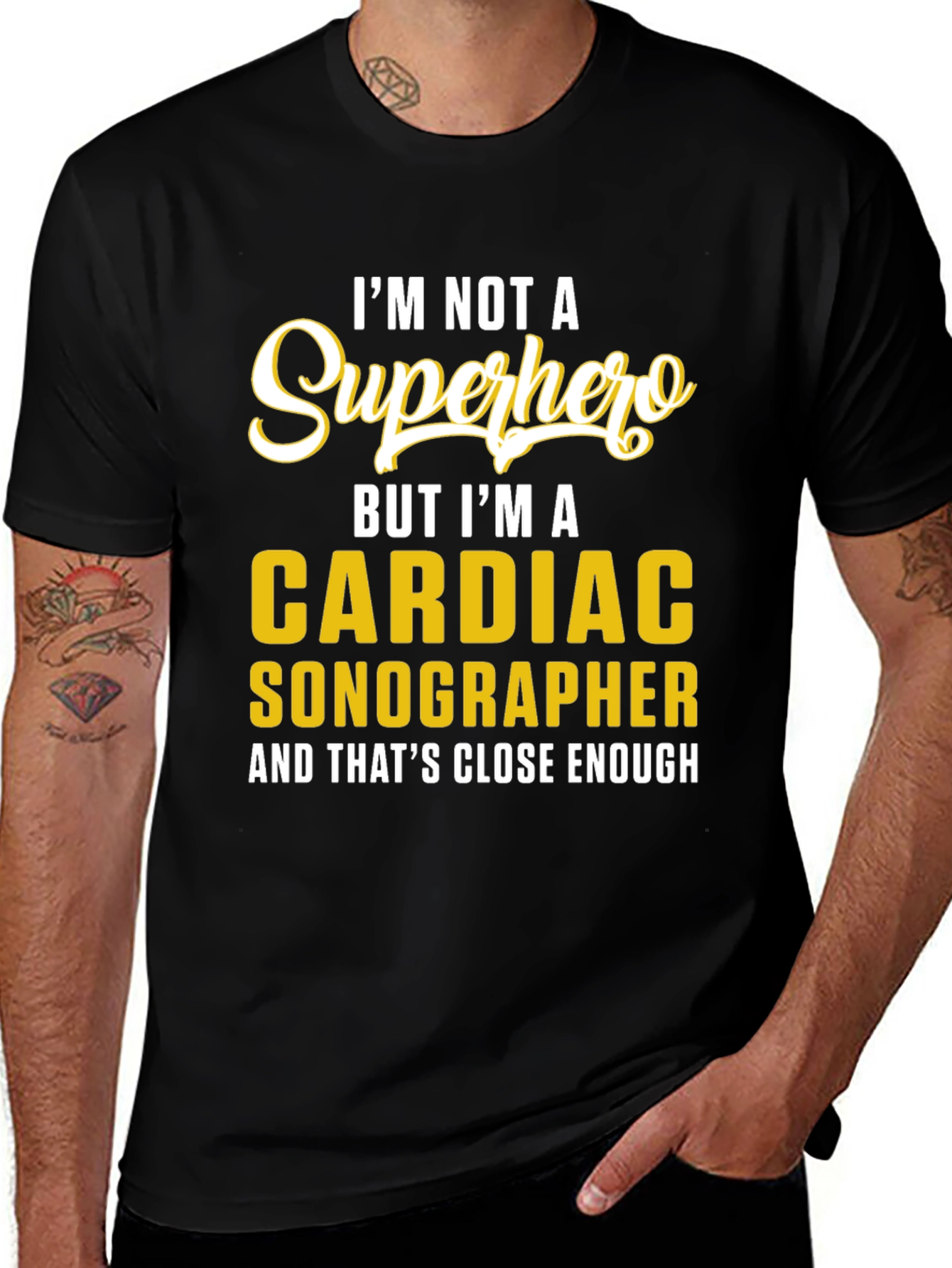 Cardiac Sonographer Superhero Graphic Tee
