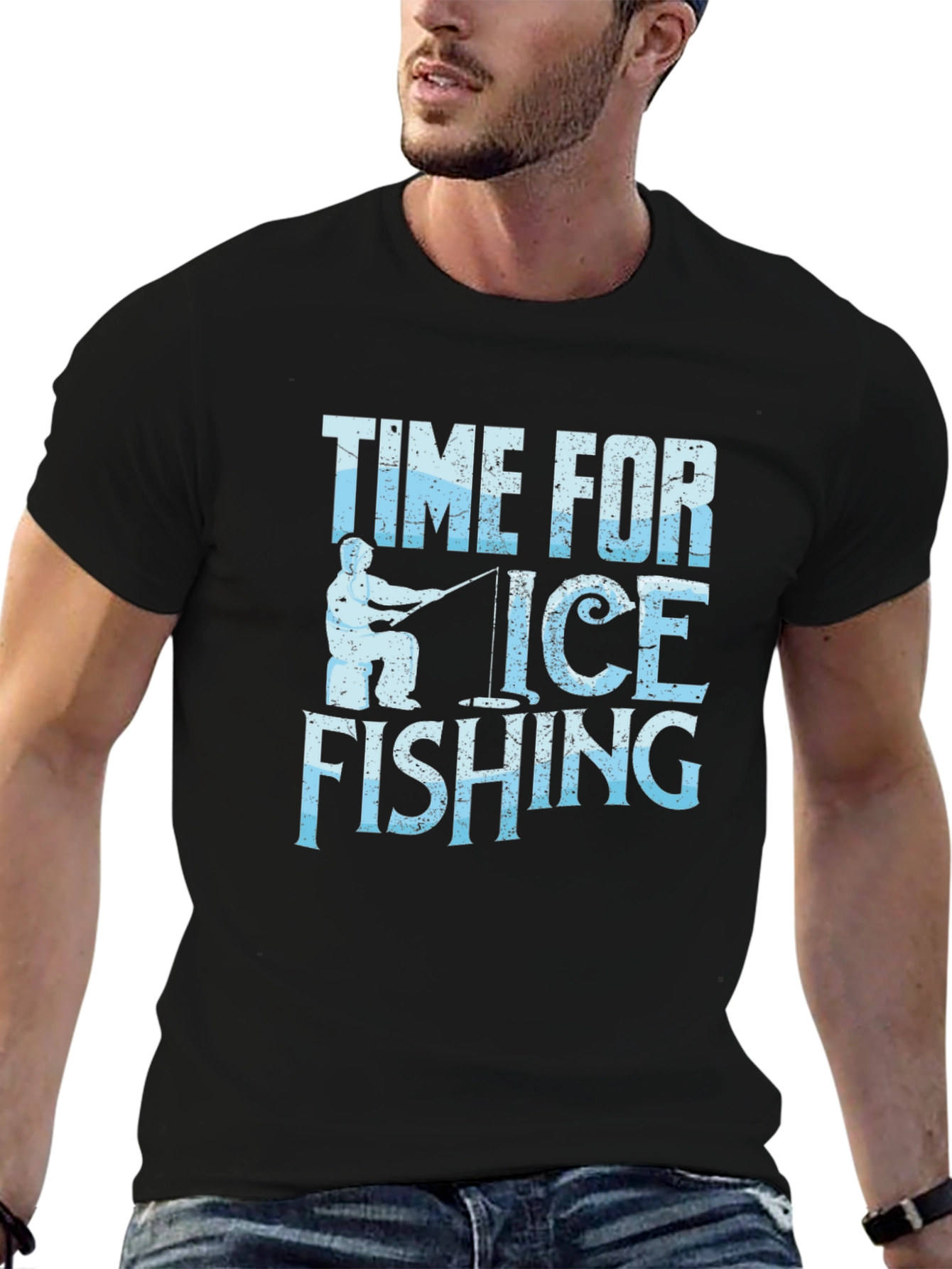 Time For Ice Fishing T-Shirt Black