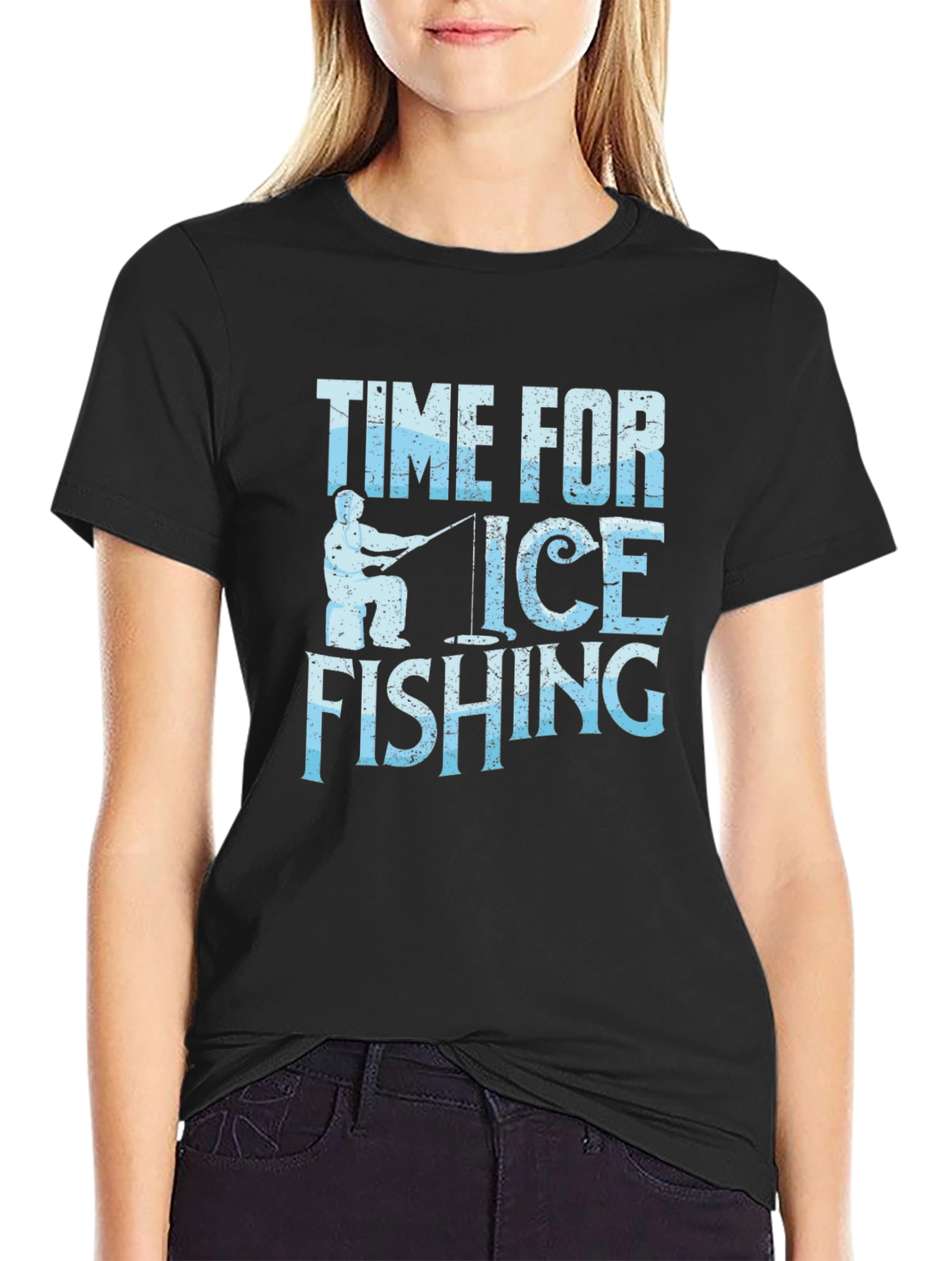 Time For Ice Fishing T-Shirt Black