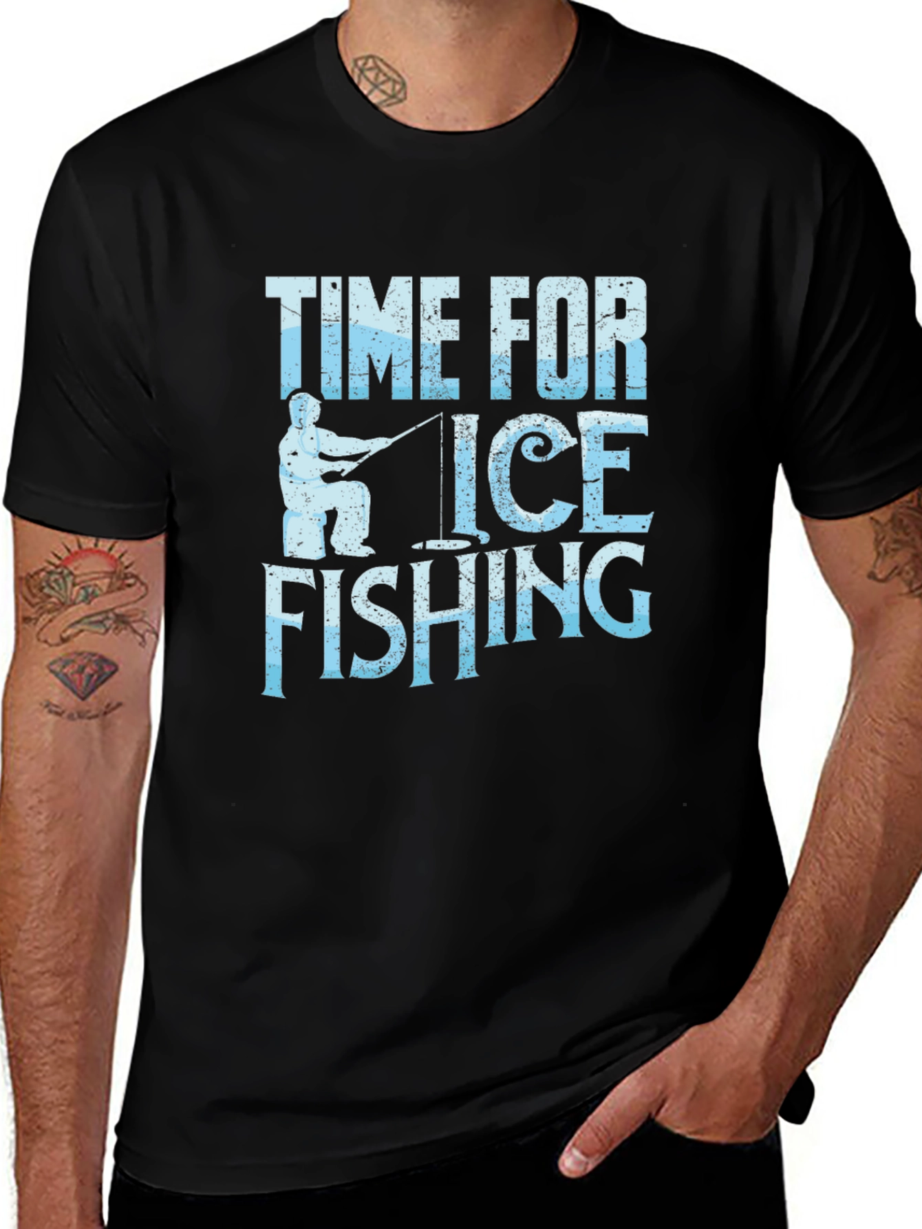 Time For Ice Fishing T-Shirt Black