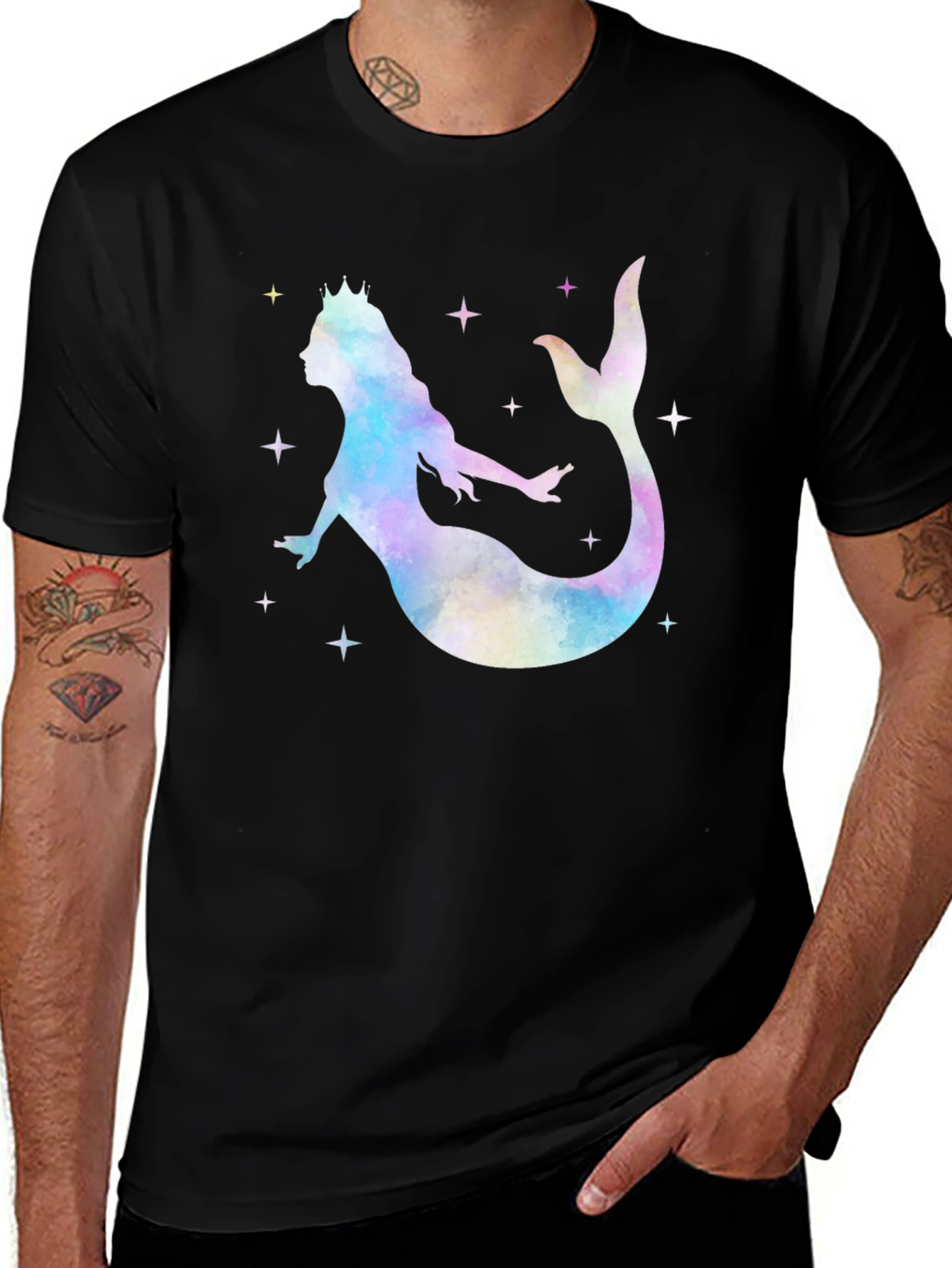 Mermaid Queen Graphic T-Shirt - Black
