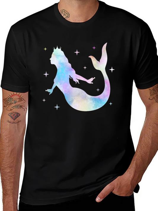 Mermaid Queen Graphic T-Shirt - Black