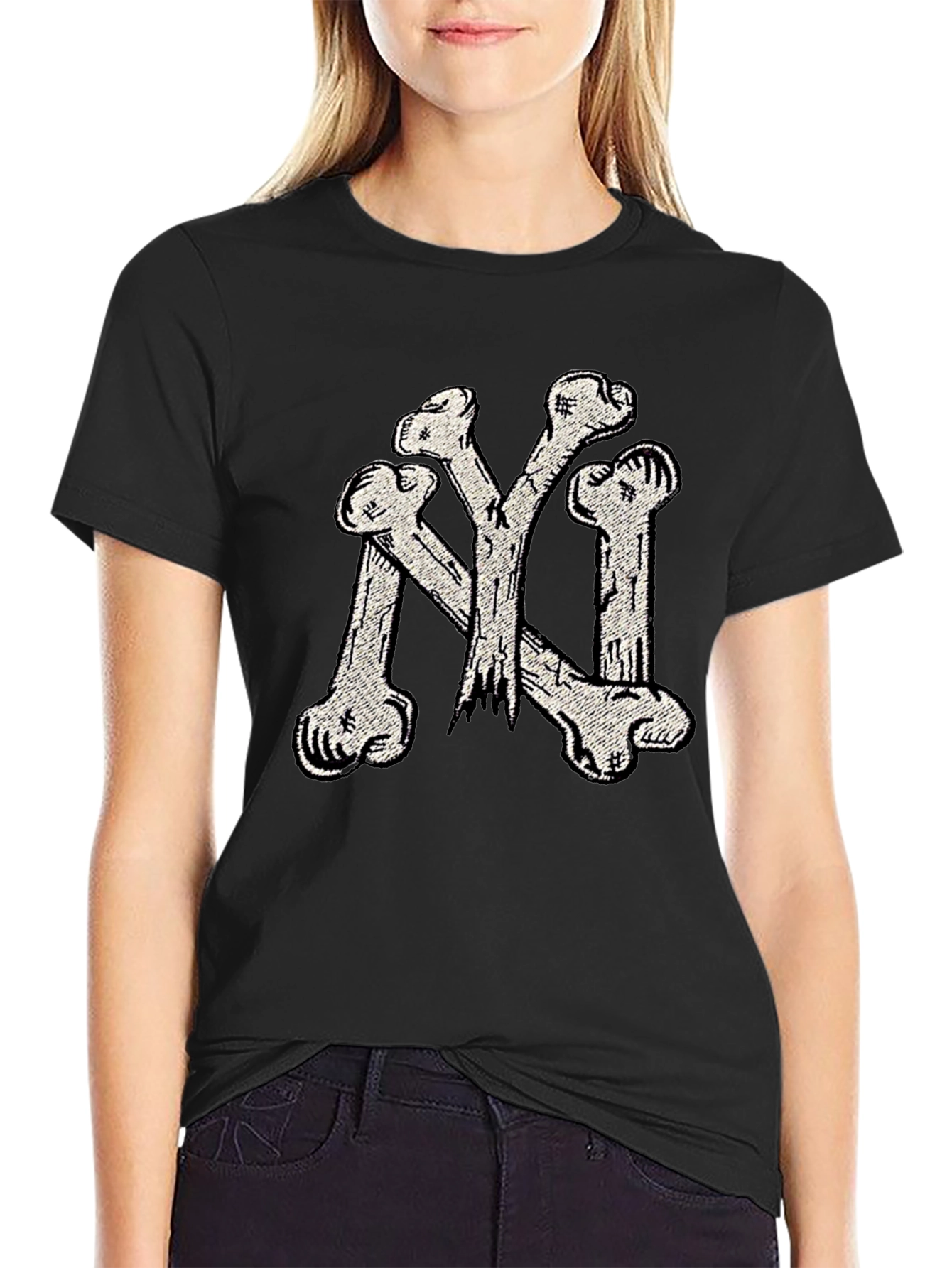 Bone NY Tee - Black Cotton Graphic T-Shirt