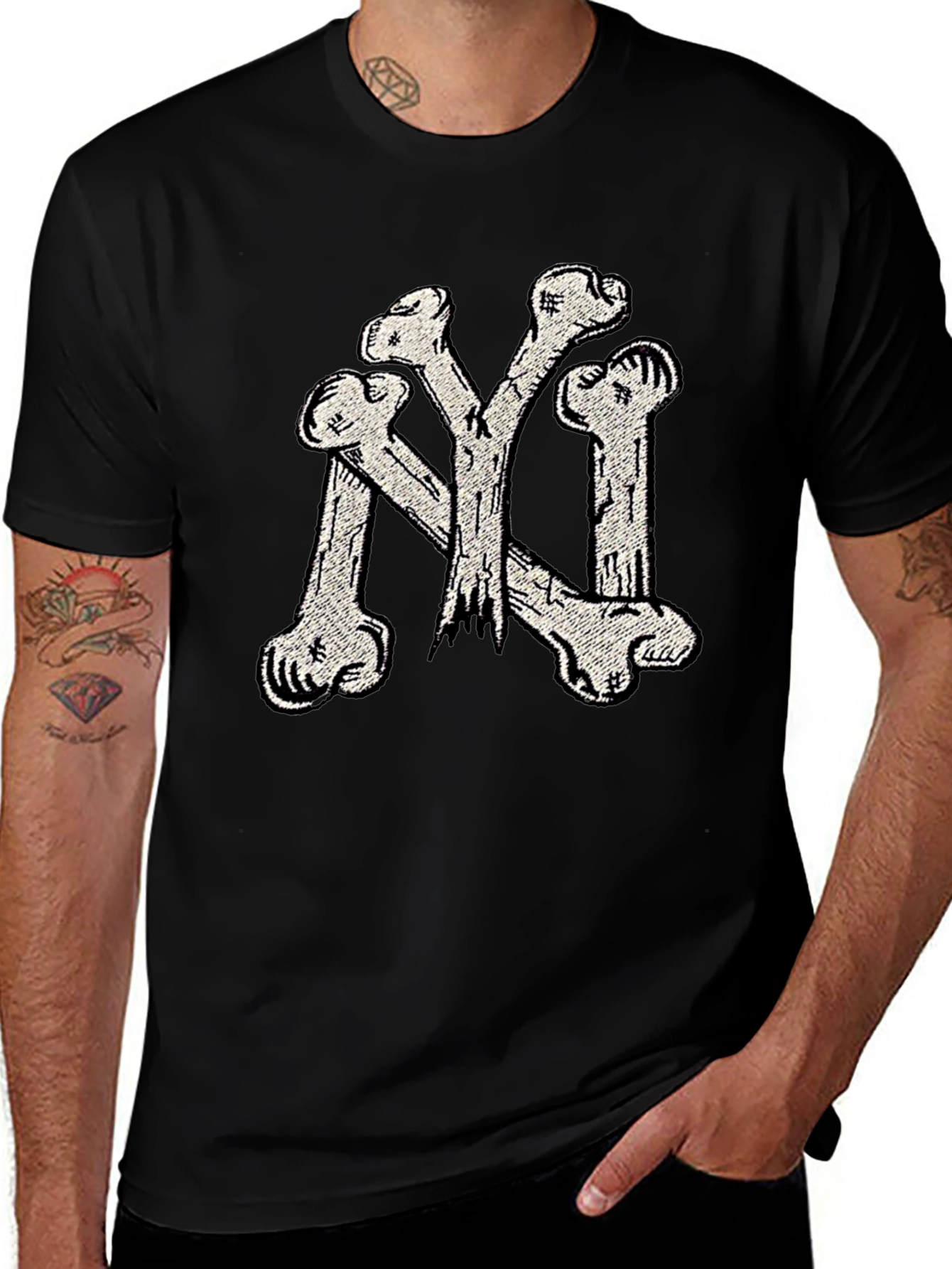 Bone NY Tee - Black Cotton Graphic T-Shirt