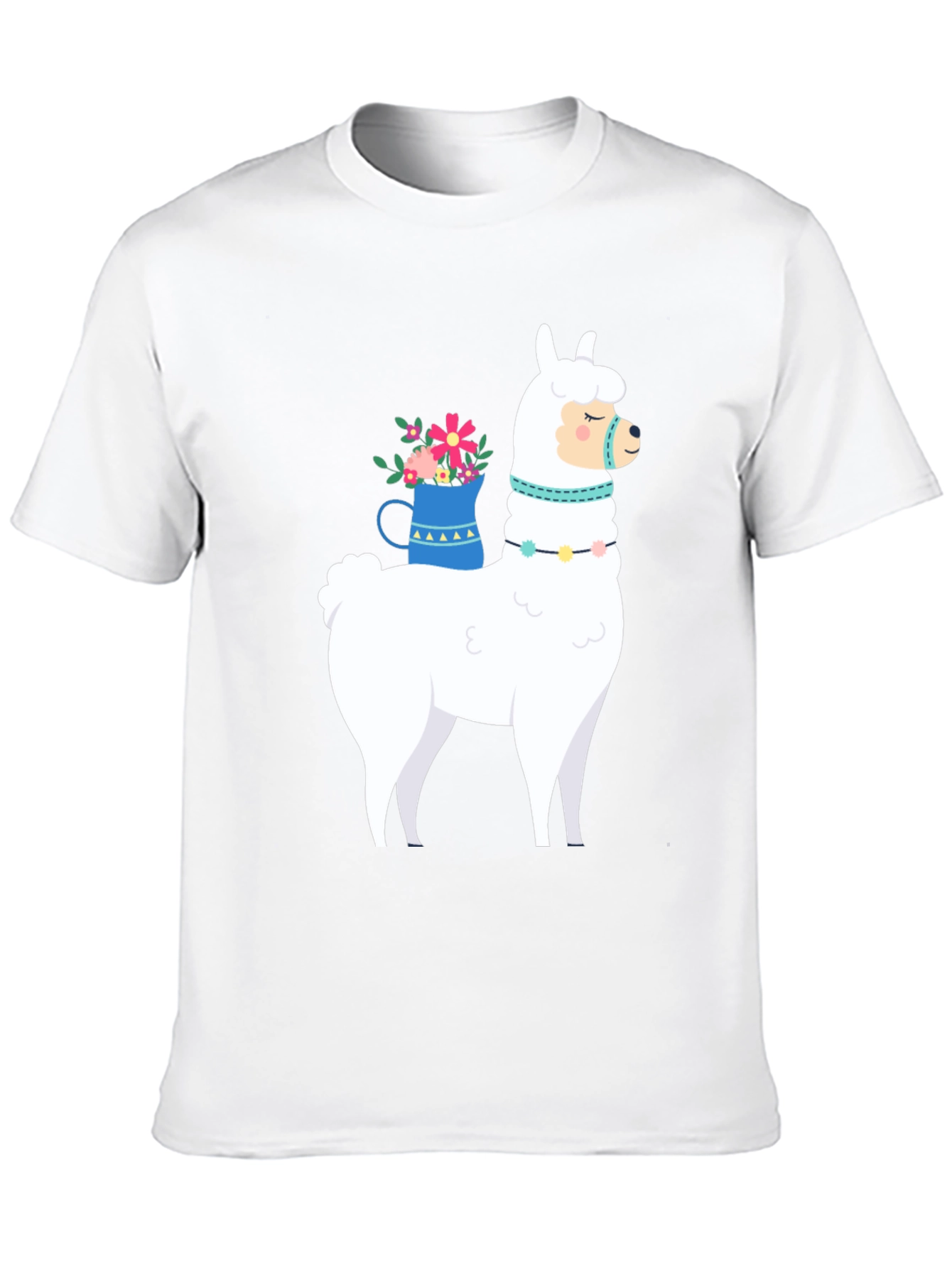 Llama Graphic Tee - Black Cotton Casual T-Shirt