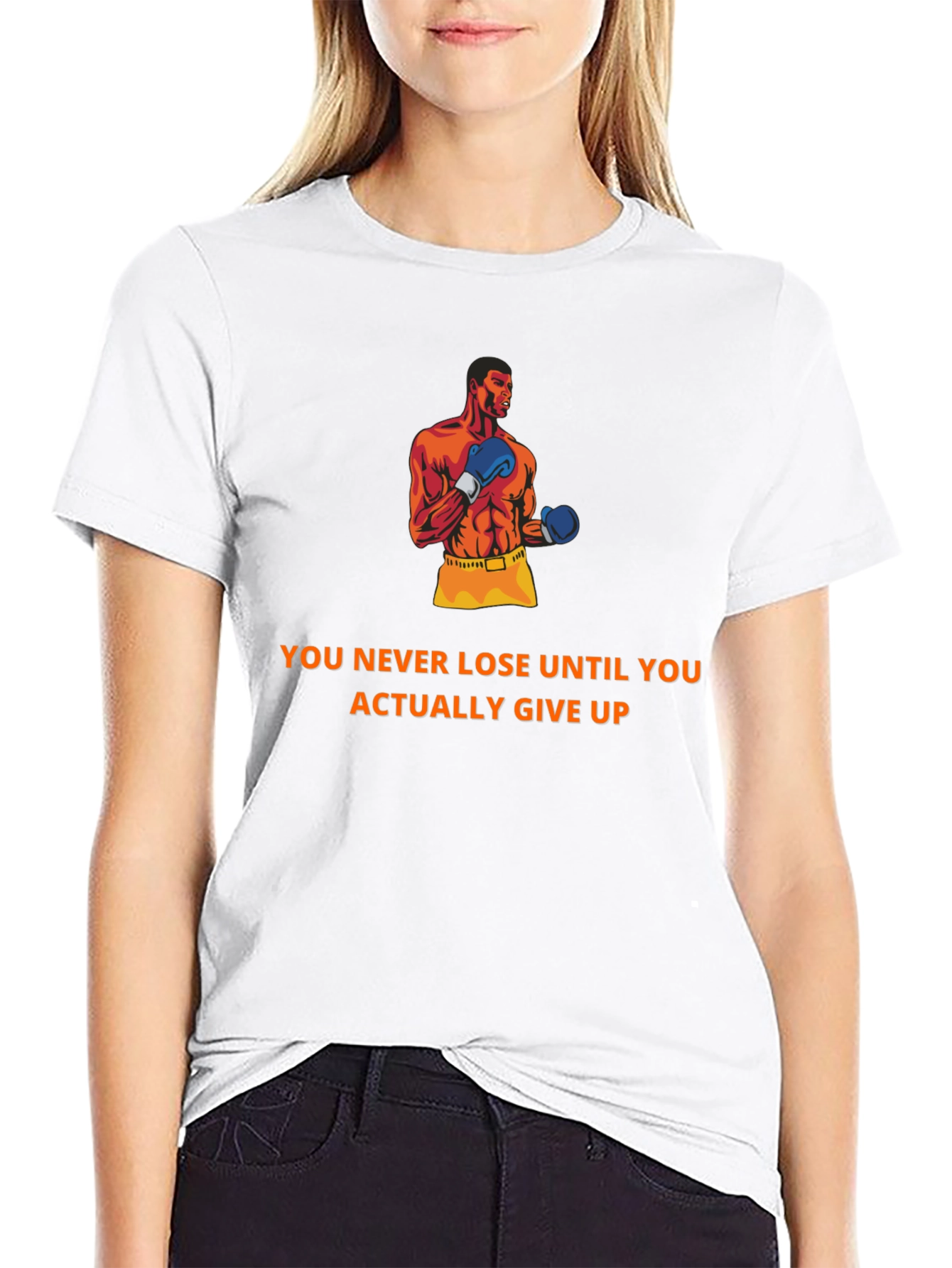Motivational Boxer T-Shirt: Never Give Up Design