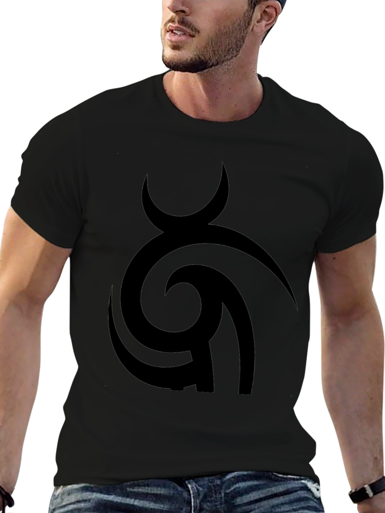 Abstract Design Black Cotton T-Shirt