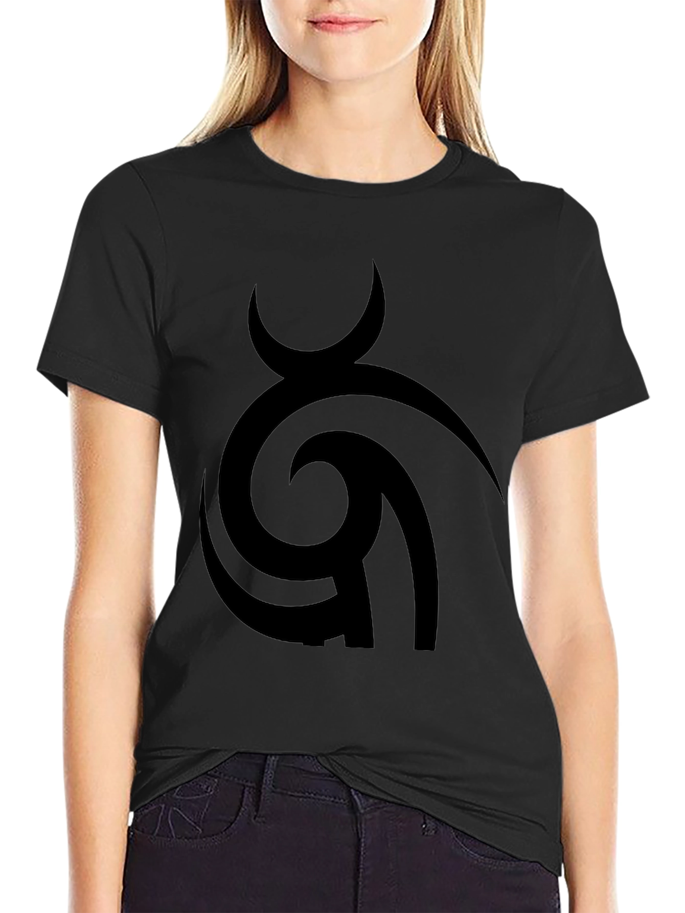Abstract Design Black Cotton T-Shirt