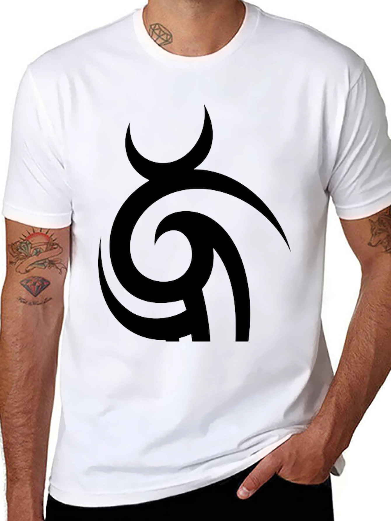 Abstract Design Black Cotton T-Shirt