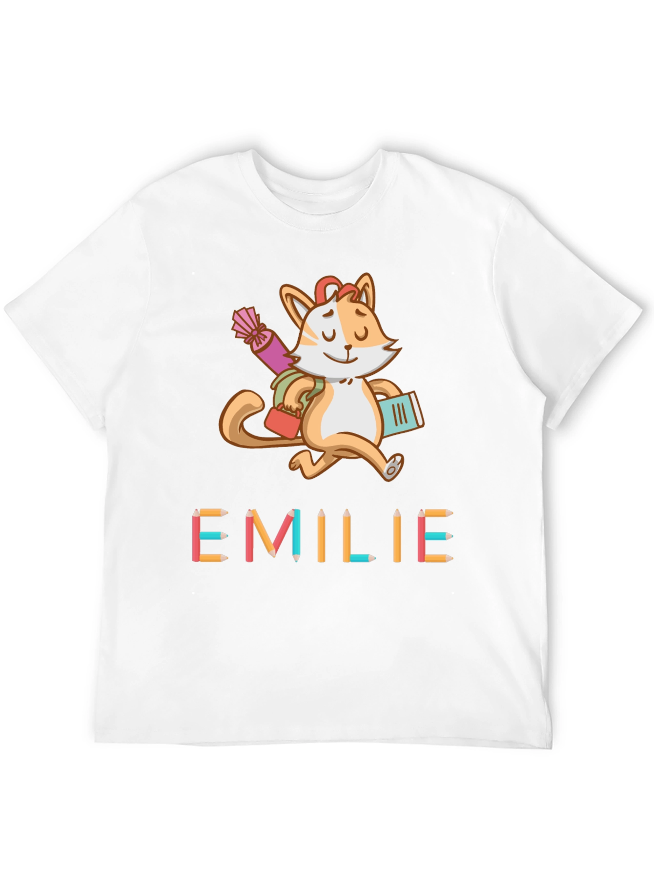 Emilie Cat Back-to-School Kids T-Shirt