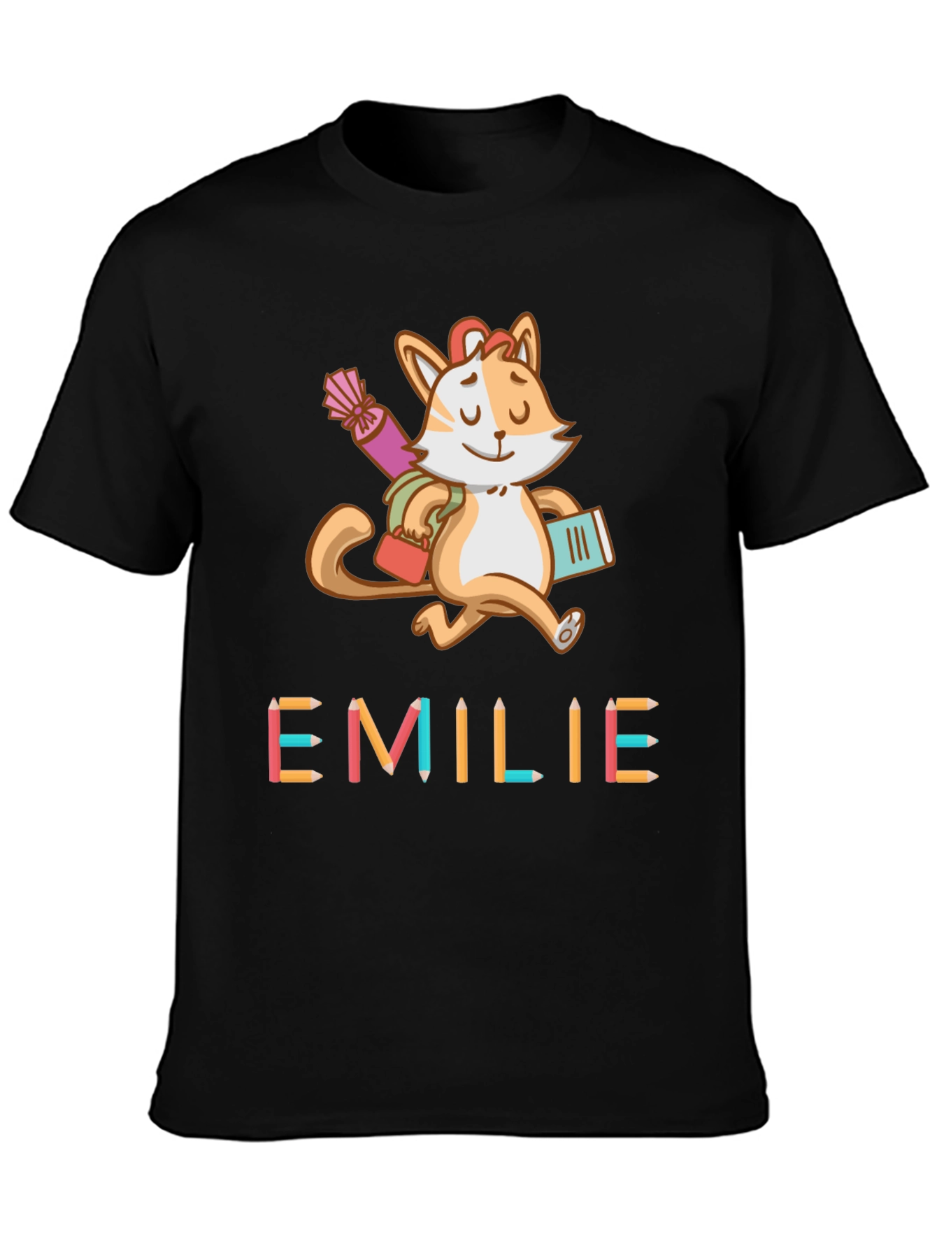 Emilie Cat Back-to-School Kids T-Shirt