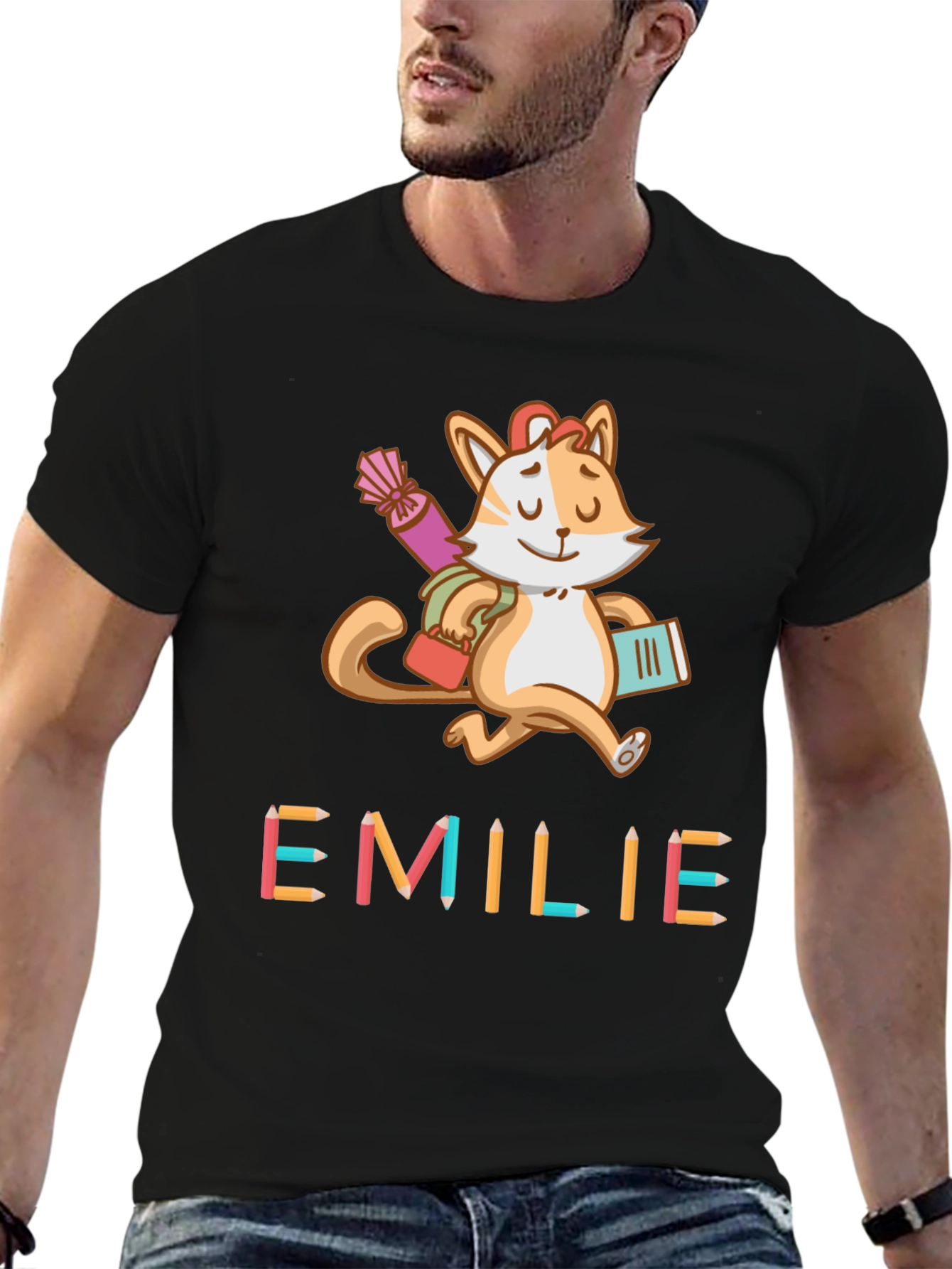 Emilie Cat Back-to-School Kids T-Shirt