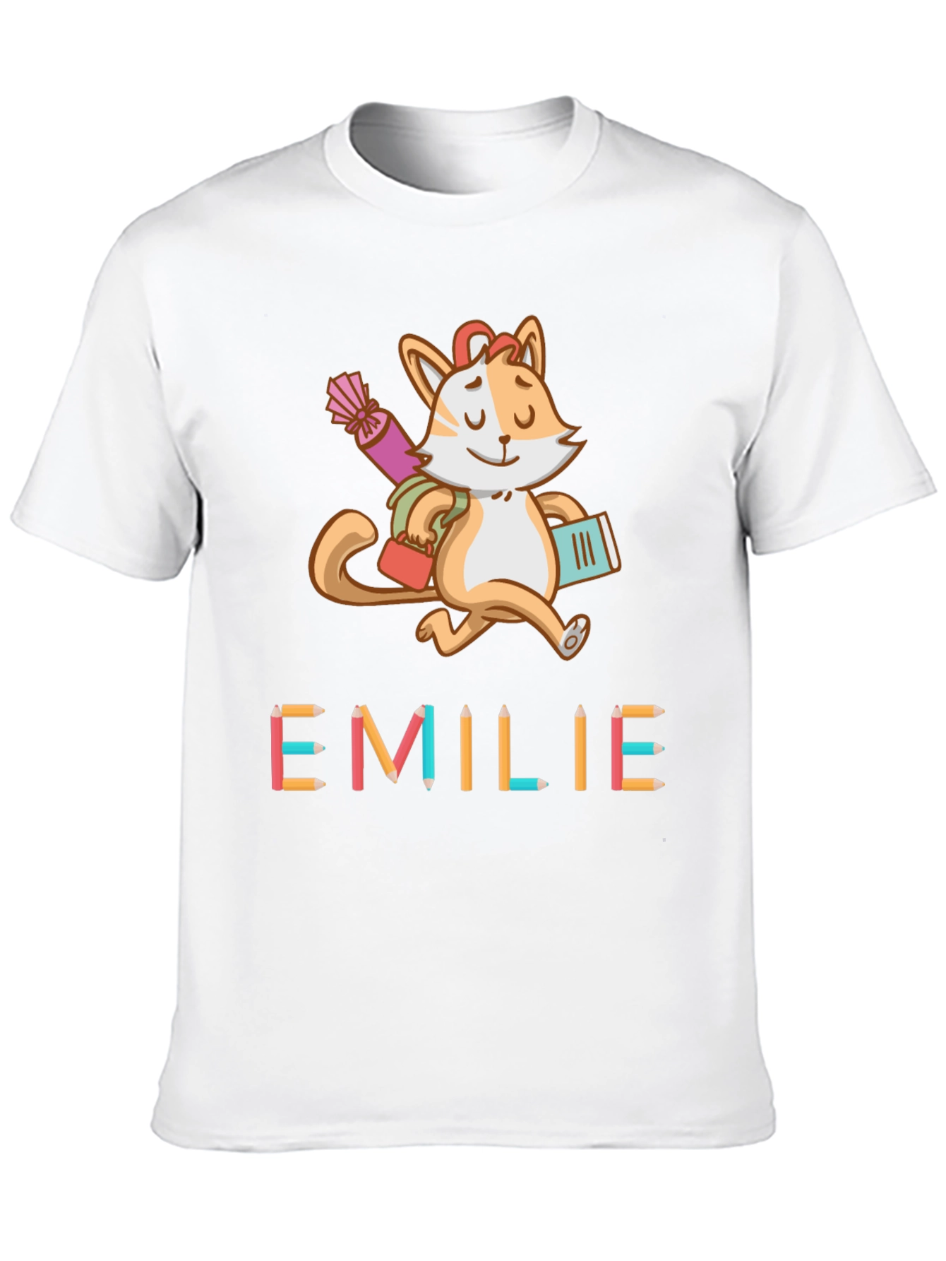 Emilie Cat Back-to-School Kids T-Shirt